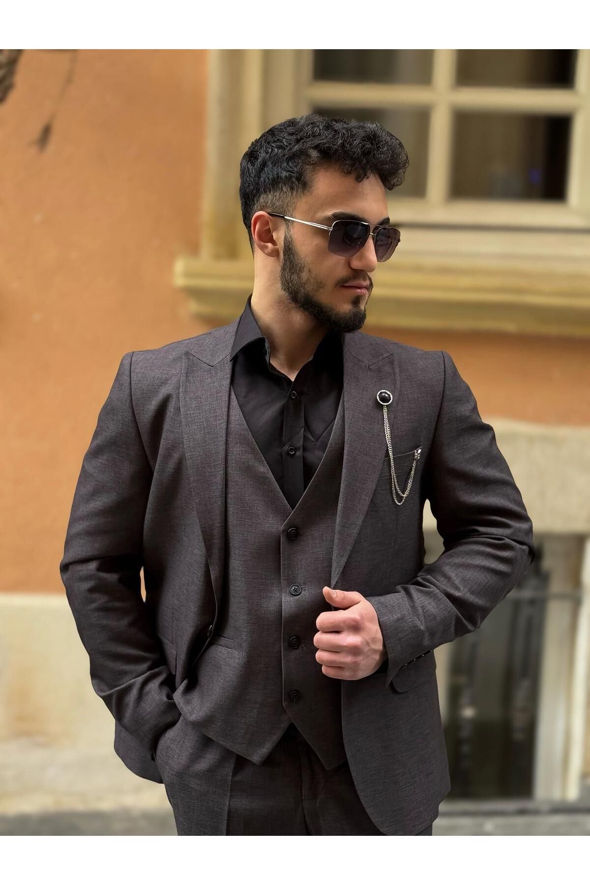 Dupont Slim Fit Yelekli Takım