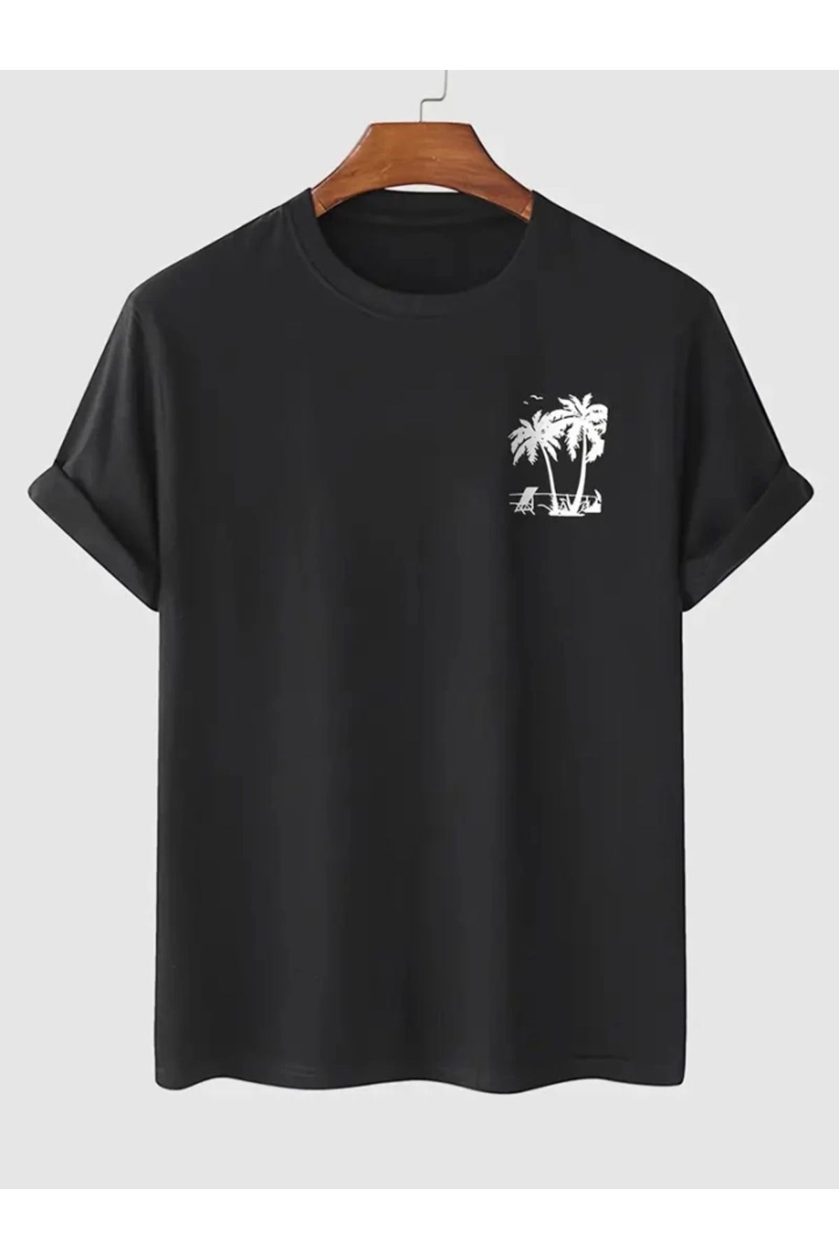 anizmir Baskılı Oversize Bisiklet Yaka T-shirt - Siyah