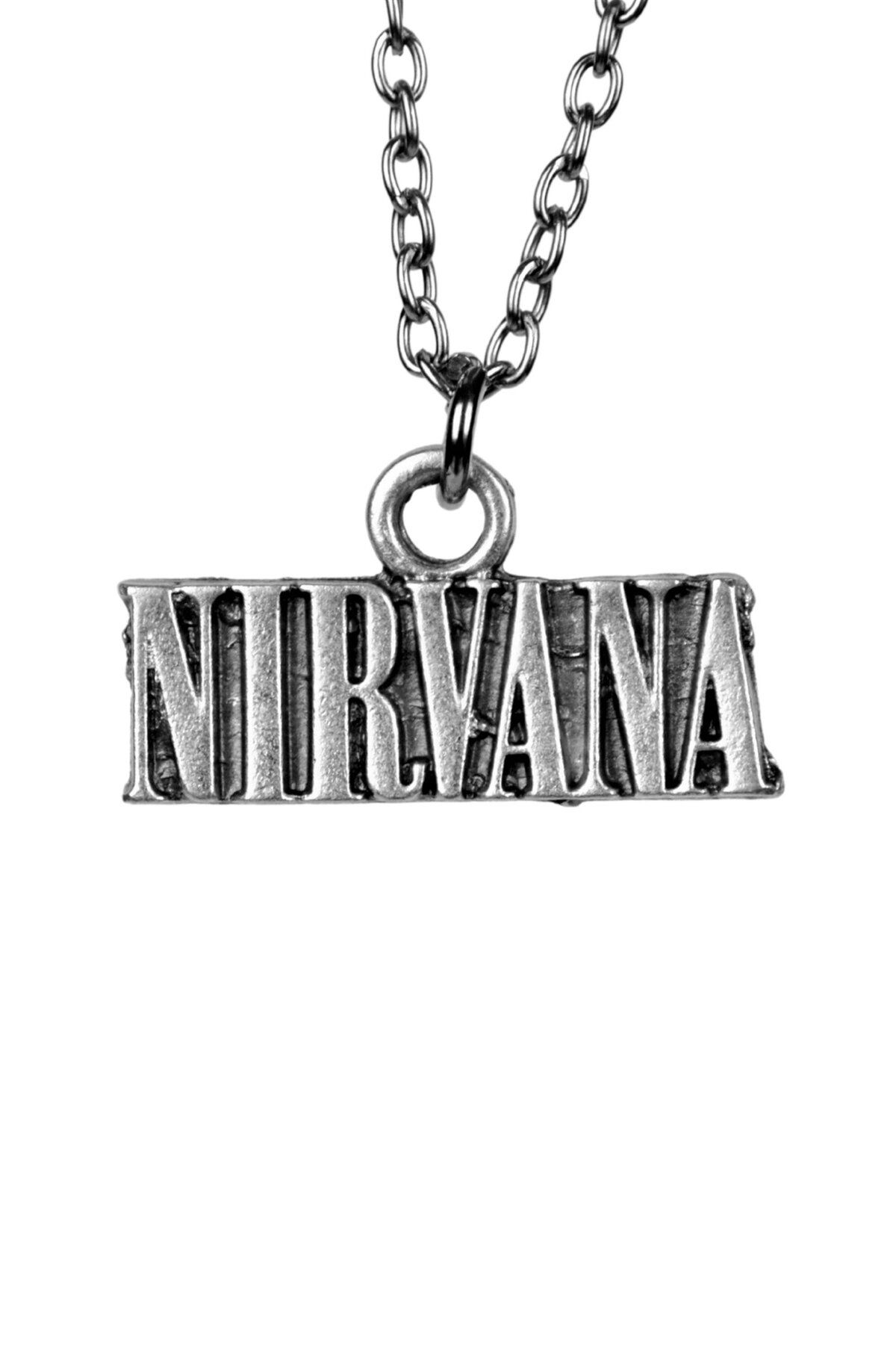 Herşey Nota Unisex Nirvana Grubu Kolyesi – 60 cm Metal Gümüş Renk, Müzikle Dolu Tarz!