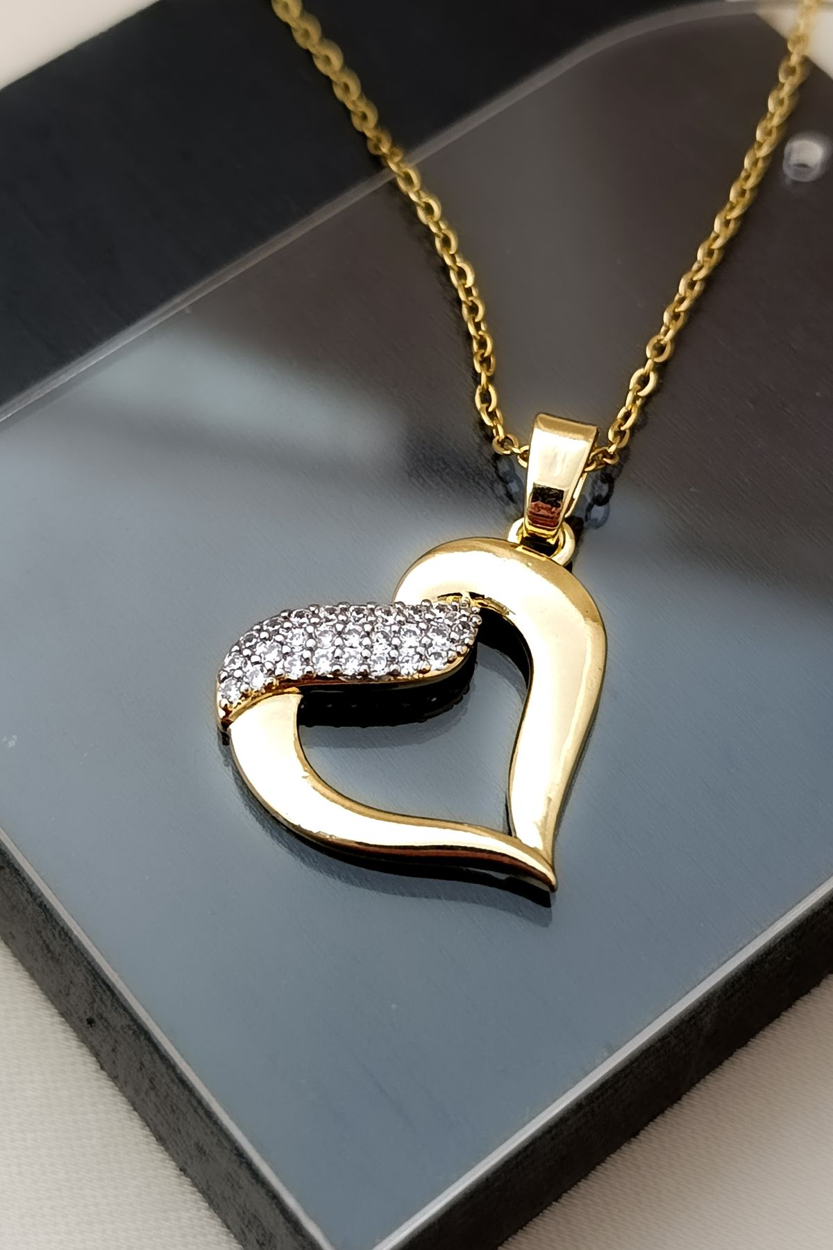COSİTA Kolye Gold Kalp Figür Çelik Kolye