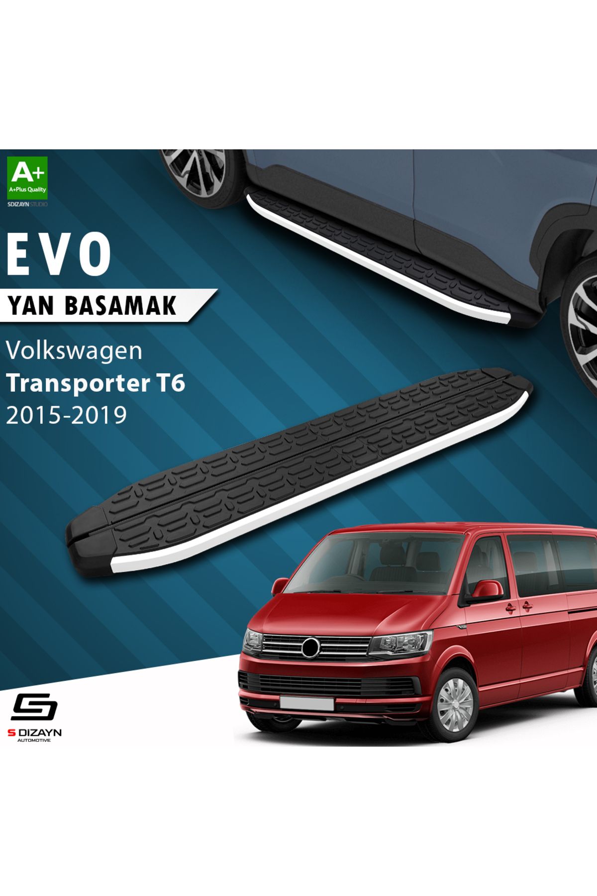 S Dizayn S-Dizayn VW Transporter T6 Kısa Şase Evo Aluminyum Yan Basamak 213 Cm 2015-2019 A+ Kalite