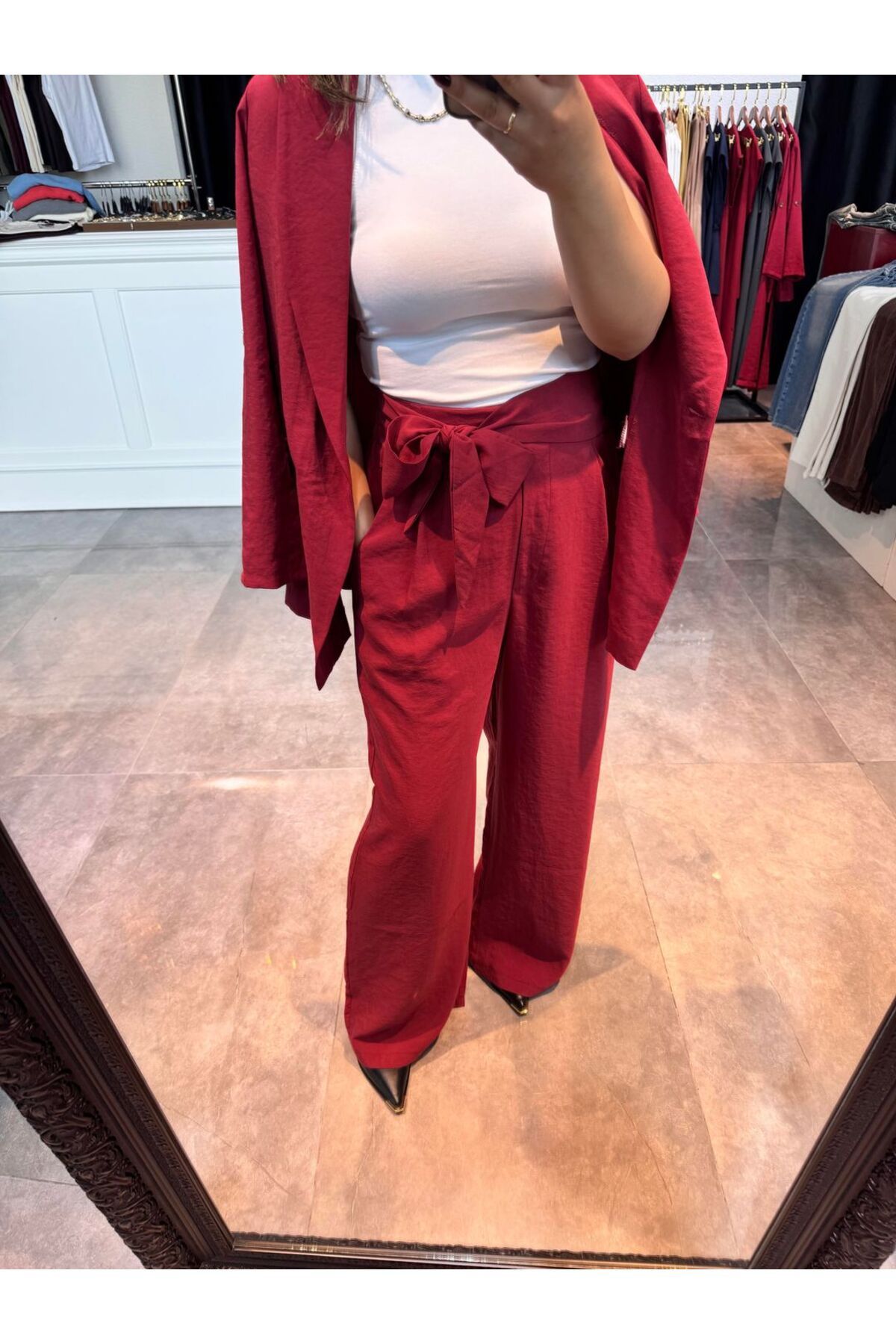 BÜŞRA PERKER Modal Kumaş Pantolon Bordo