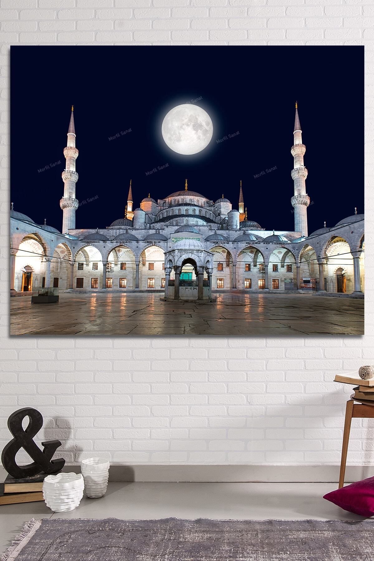 Morfil Sanat Atölyesi Sultanahmet Camii Gece Ve Ay Kanvas Tablo