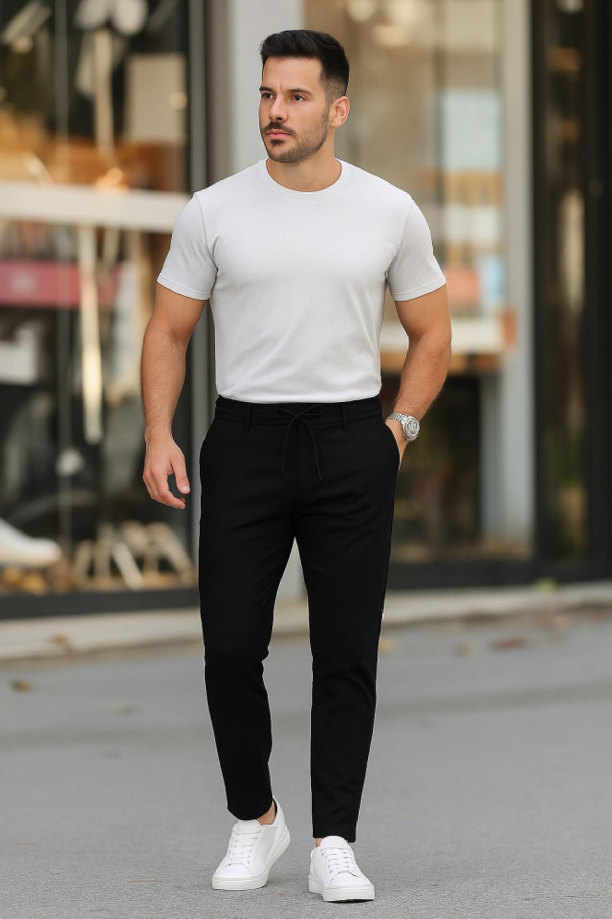 anizmir Erkek Beli Bağcıklı Jogger Pantolon