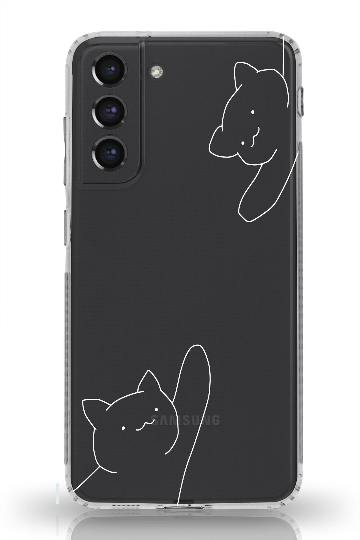 moonset Samsung Galaxy S21 Uyumlu Kediler Tasarımlı Baskılı Şeffaf Telefon Kılıfı