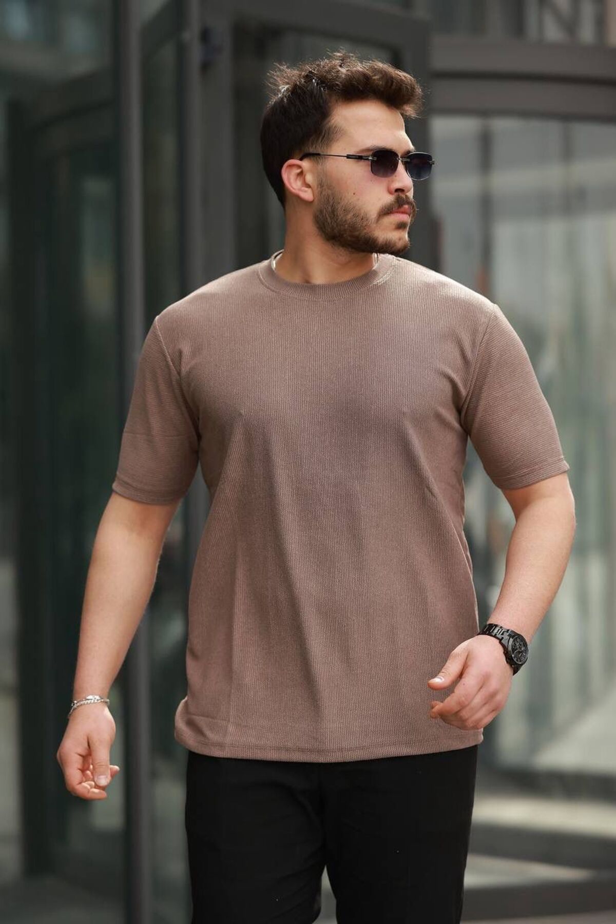 JACK CAPRİO Erkek Bisiklet Yaka Yeni Sezon Regular Likralı Polyamid T-shirt