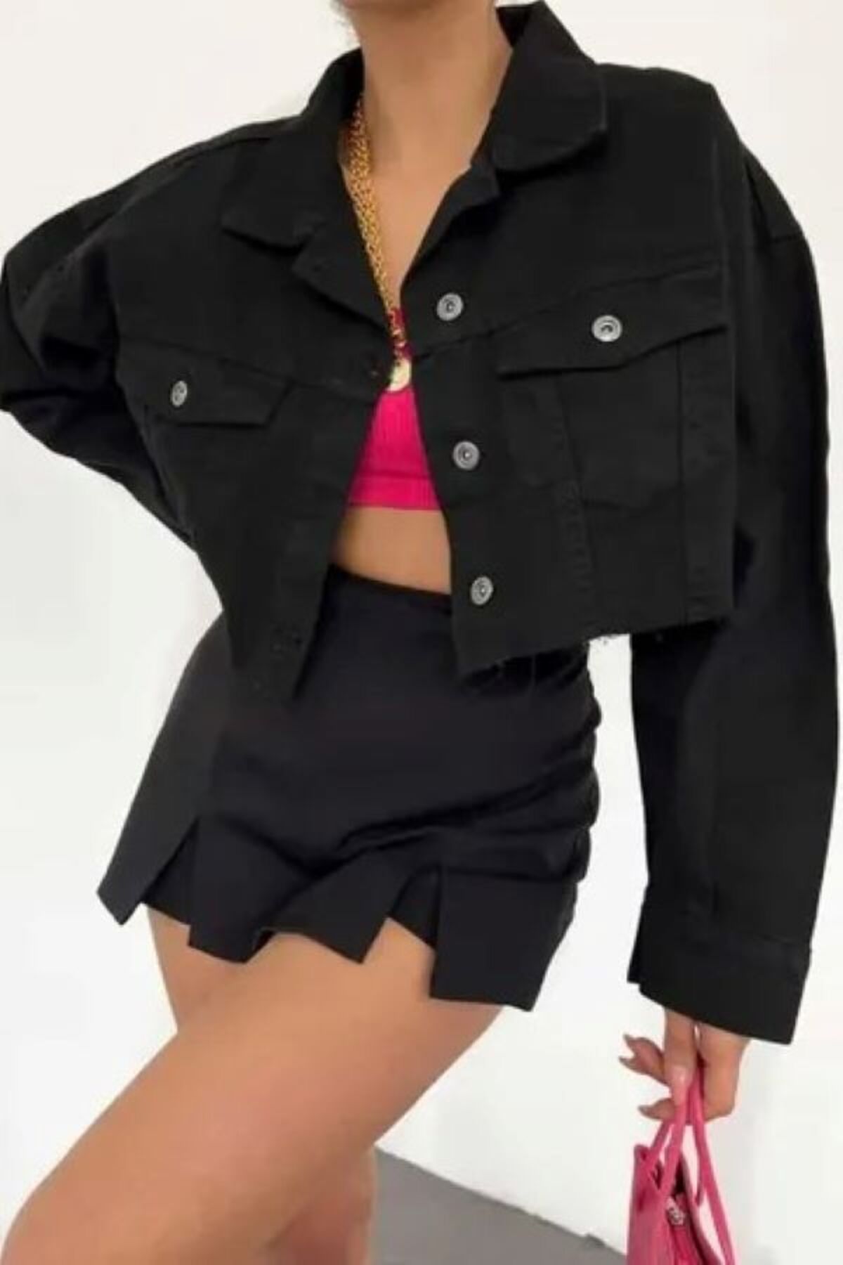 SHİROSA denim kot crop ceket