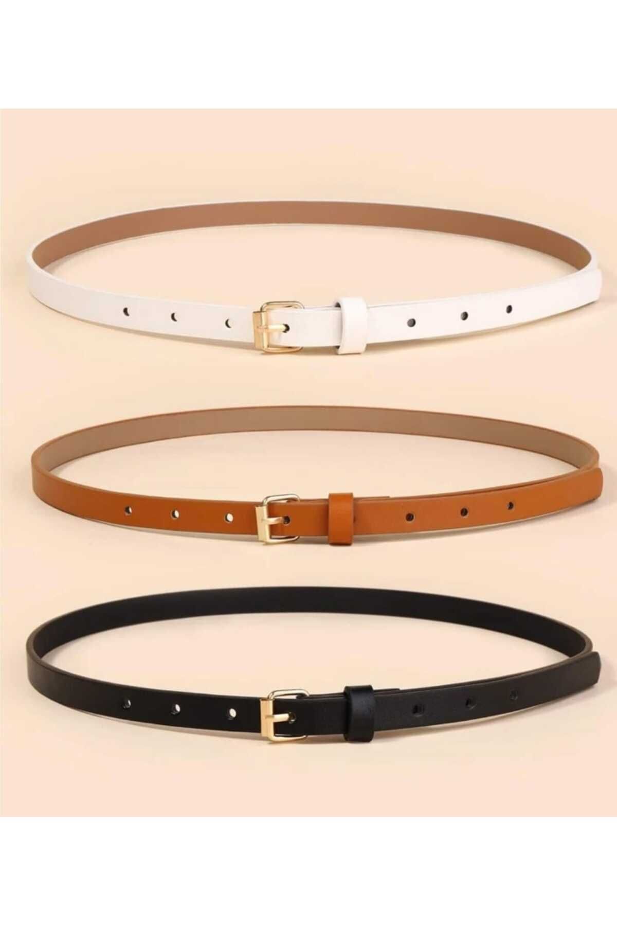 modaes butik 3'lü set ince tokalı kemer