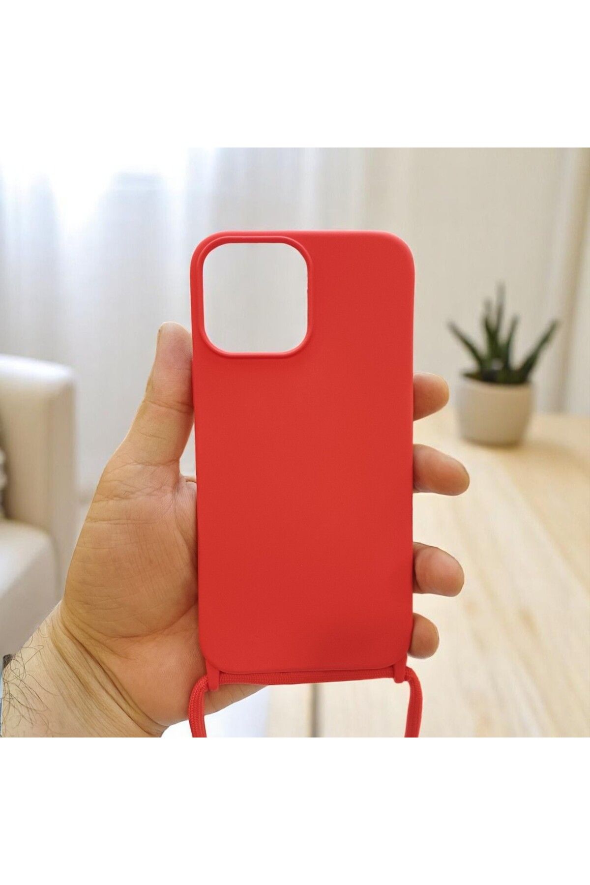 RONA STORE iphone 12 Pro Max Uyumlu Boyun Askılı İç Kısmı Kadife Ropi Seyahat Kılıfı
