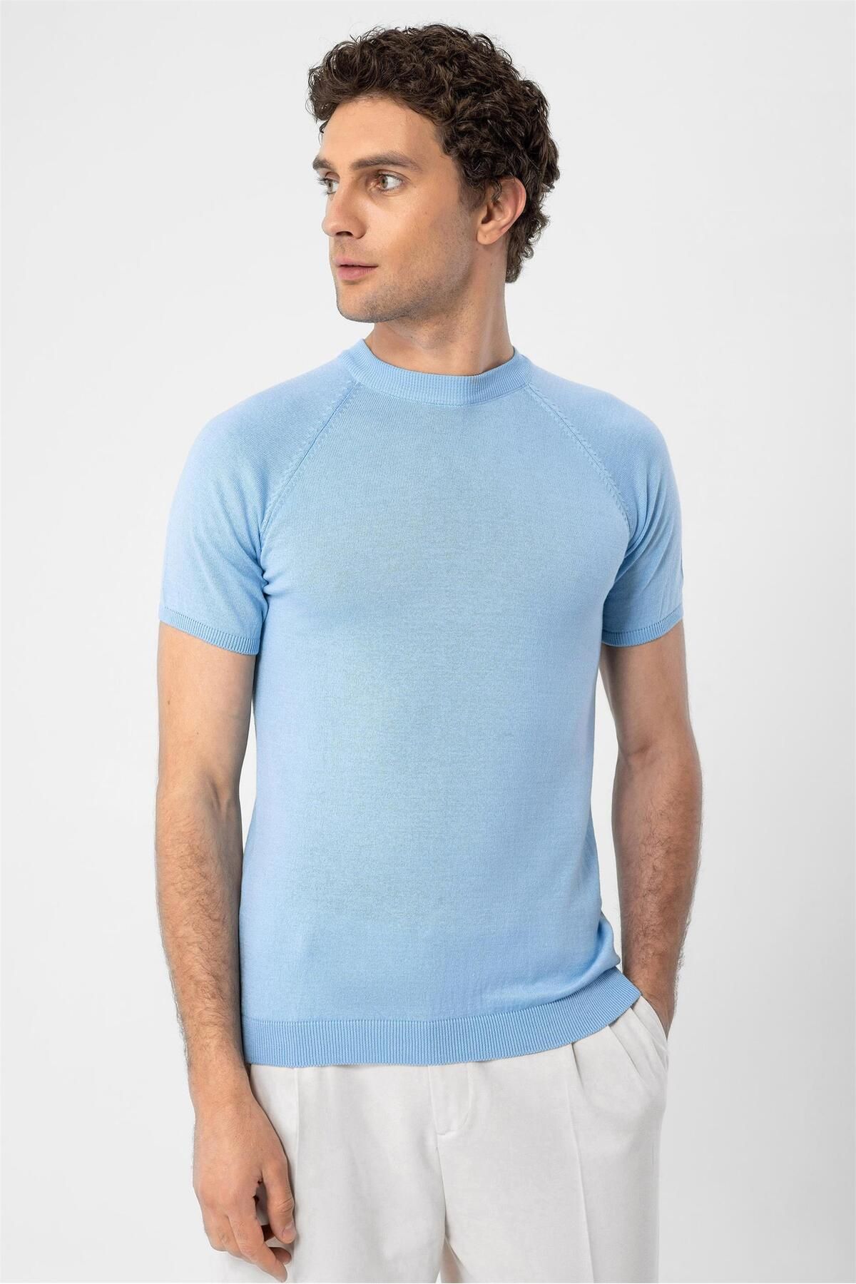 Antioch Bebe Mavi Bisiklet Yaka Triko T-Shirt