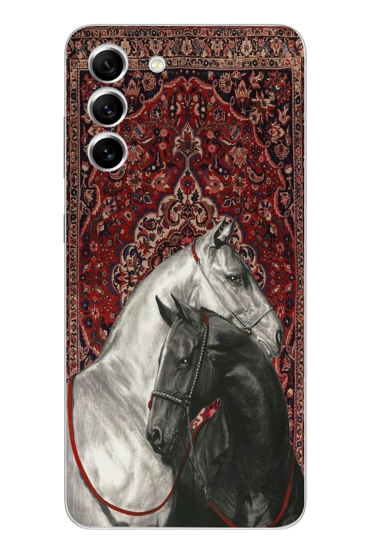 moonset Samsung Galaxy S21 FE Uyumlu Atlar Tasarımlı Baskılı Şeffaf Telefon Kılıfı