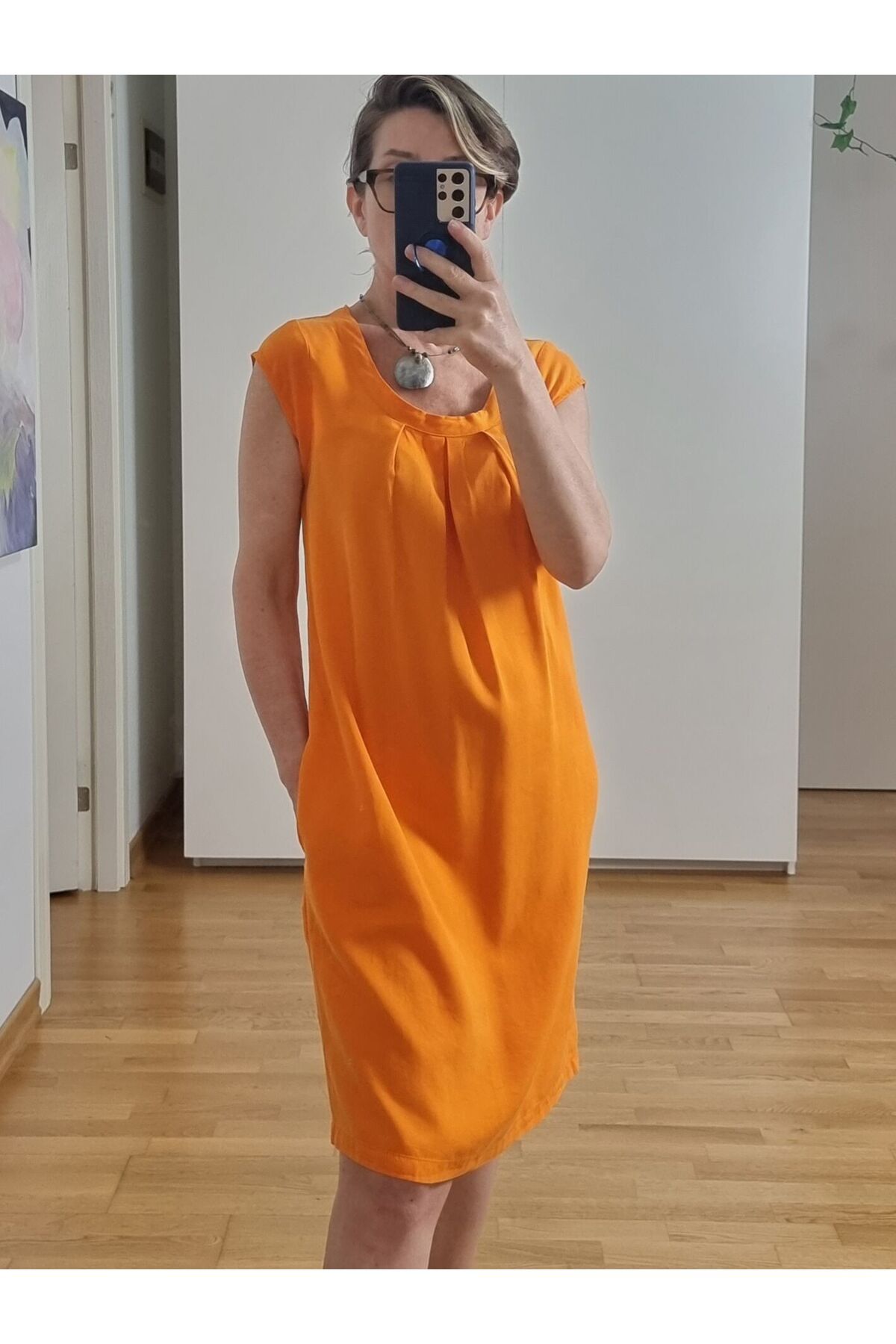 pudubutik %100 Lyocel Elbise Turuncu