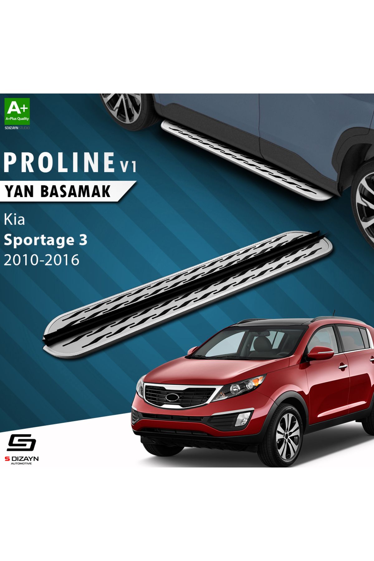 S Dizayn S-Dizayn Kia Sportage 3 OEM Still Pro V2 Aluminyum Yan Basamak 173 Cm 2010-2014 A+ Kalite
