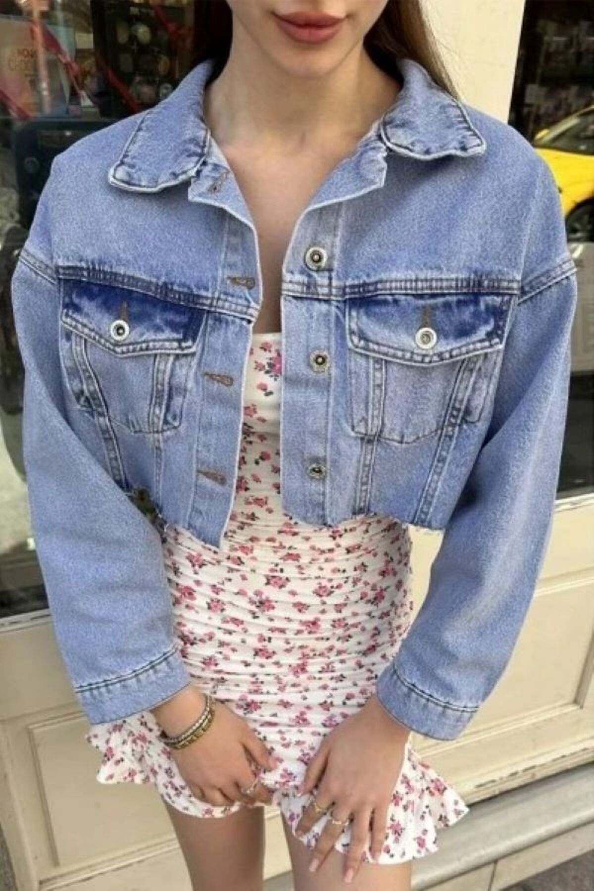 SHİROSA denim kot crop ceket