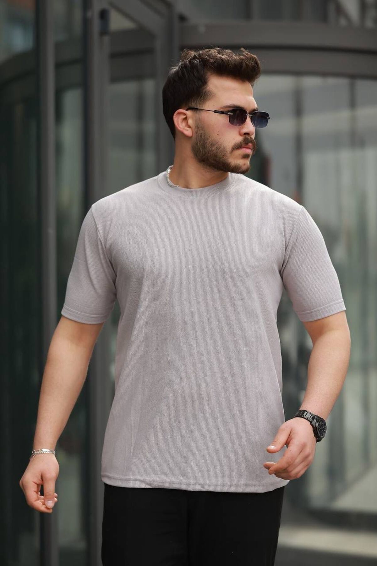 JACK CAPRİO Erkek Bisiklet Yaka Yeni Sezon Regular Likralı Polyamid T-shirt