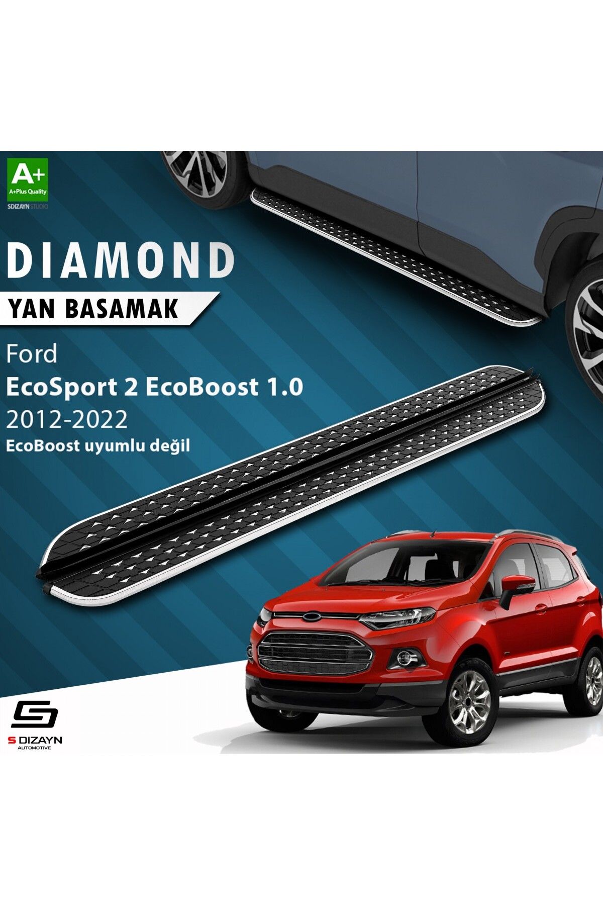 S Dizayn S-Dizayn Ford EcoSport 2 Diamond Krom Yan Basamak 173 Cm 2012-2022 A+ Kalite