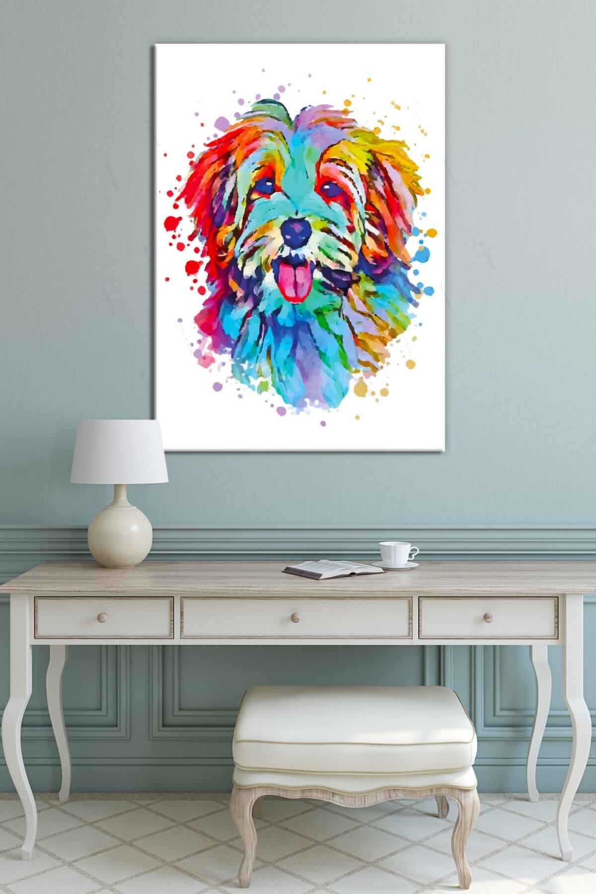 Morfil Sanat Atölyesi Petshoplara Veterinerlere Özel Suluboya Efektli Köpek Kanvas Tablo Sevimli Patiler ( 8 Farklı Ölçü )