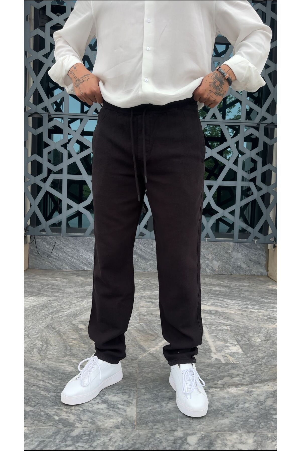 PEERLESS STORE Regular Kalıp %100 Keten Pantolon