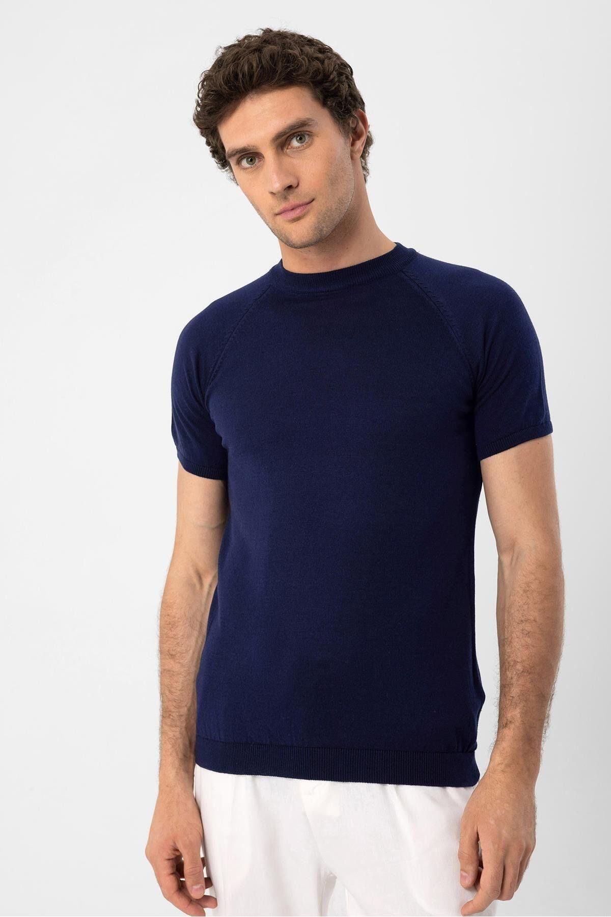 Antioch Lacivert Bisiklet Yaka Triko T-Shirt