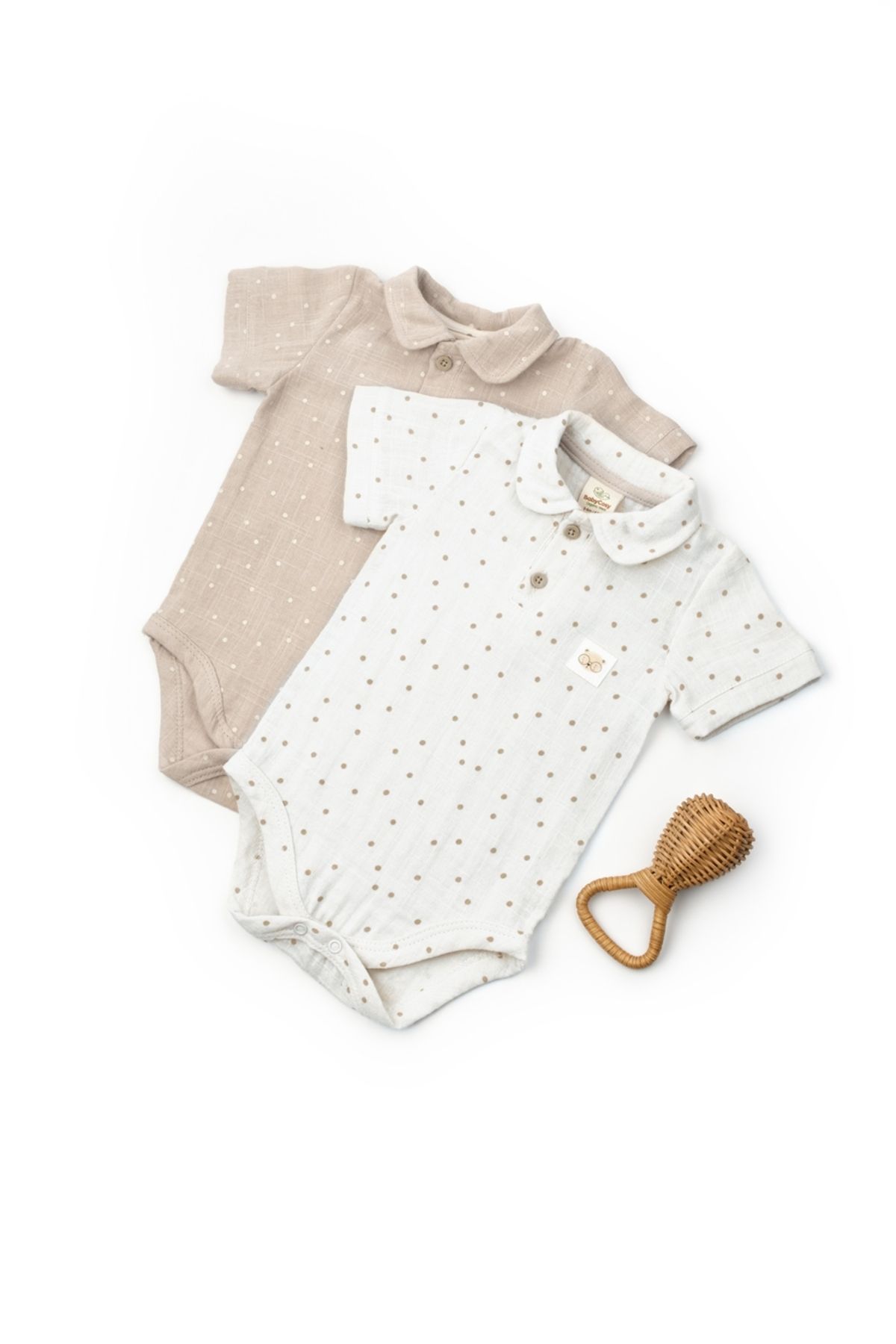 BabyCosy Organic Wear Bebek 2'li Kısa Kollu Badi,%100 Pamuk,Müslin,Bebek ve Yenidoğan Serisi