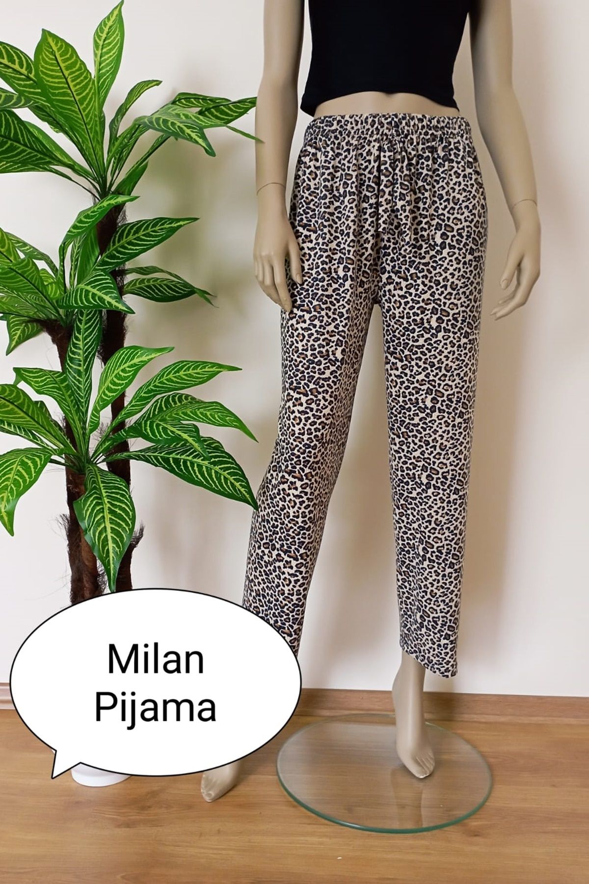 VİP BERA TEKSTİL Kadın Desenli Milan Kumaş Esnek Yumuşak Dokulu Pijama Altı