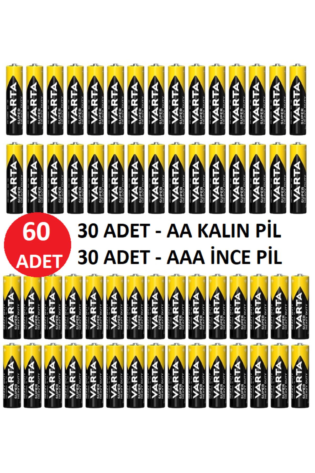 ANI OFİS KIRTASİYE A K Super Heavy Duty Toplam 60 Adet Özel Pil Paketi - 30 Adet İnce Pil + 30 Adet Kalın Pil