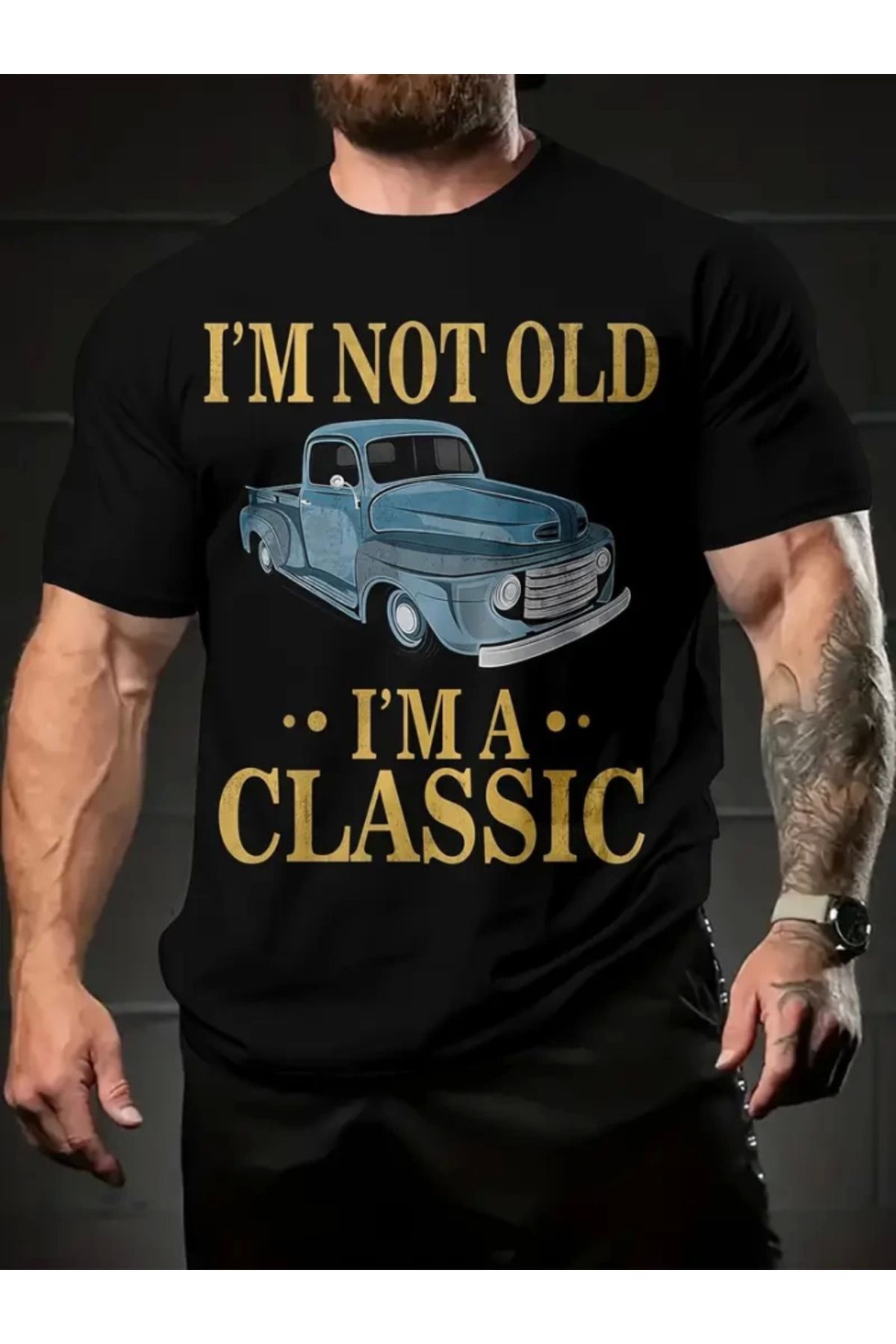 anizmir Baskılı Oversize Bisiklet Yaka T-shirt - Siyah