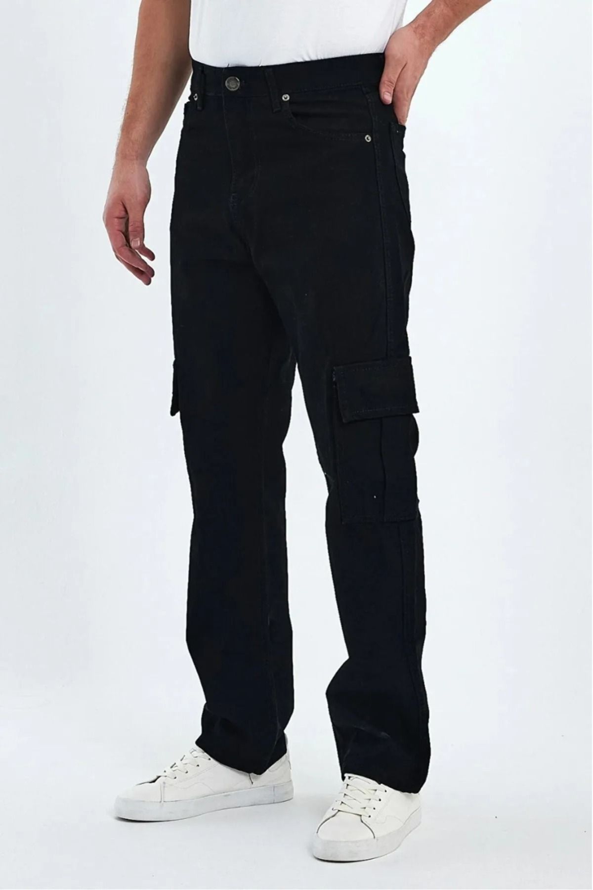 G Wear Siyah Erkek Kargo Cepli Baggy Pantalon