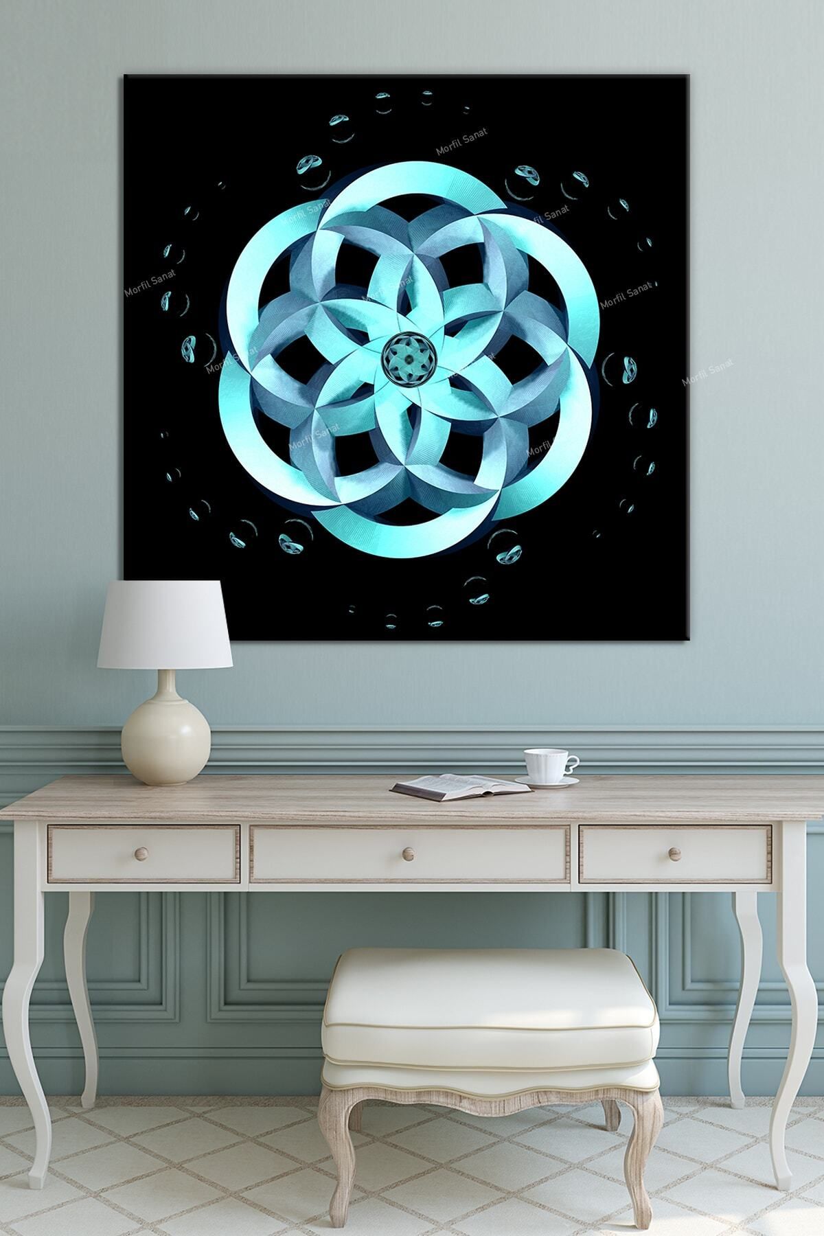 Morfil Sanat Atölyesi Yaşam Çiçeği Kutsal Geometri Sri Yantra Kanvas Tablo