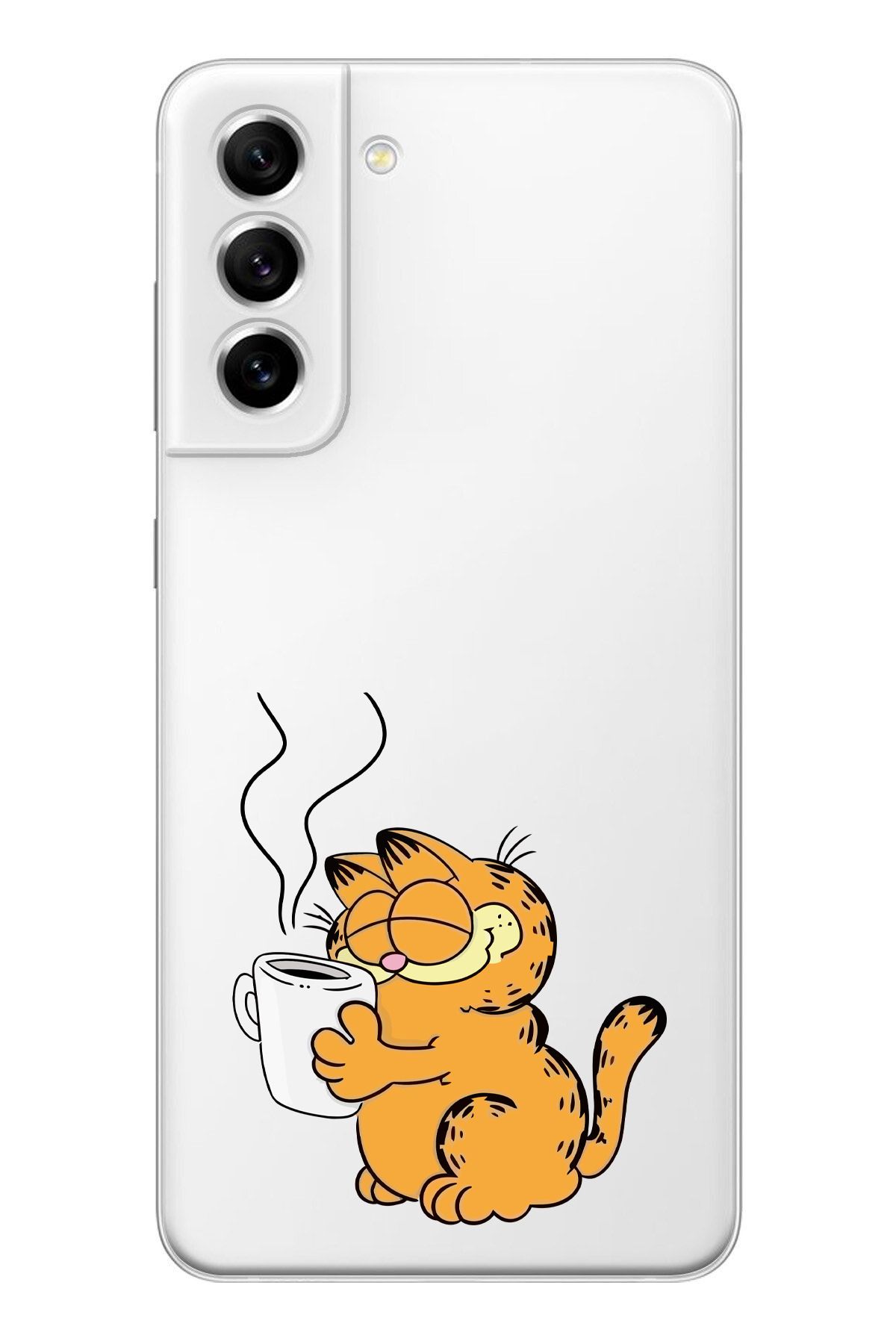 moonset Samsung Galaxy S21 Uyumlu Garfield Tasarımlı Baskılı Şeffaf Telefon Kılıfı