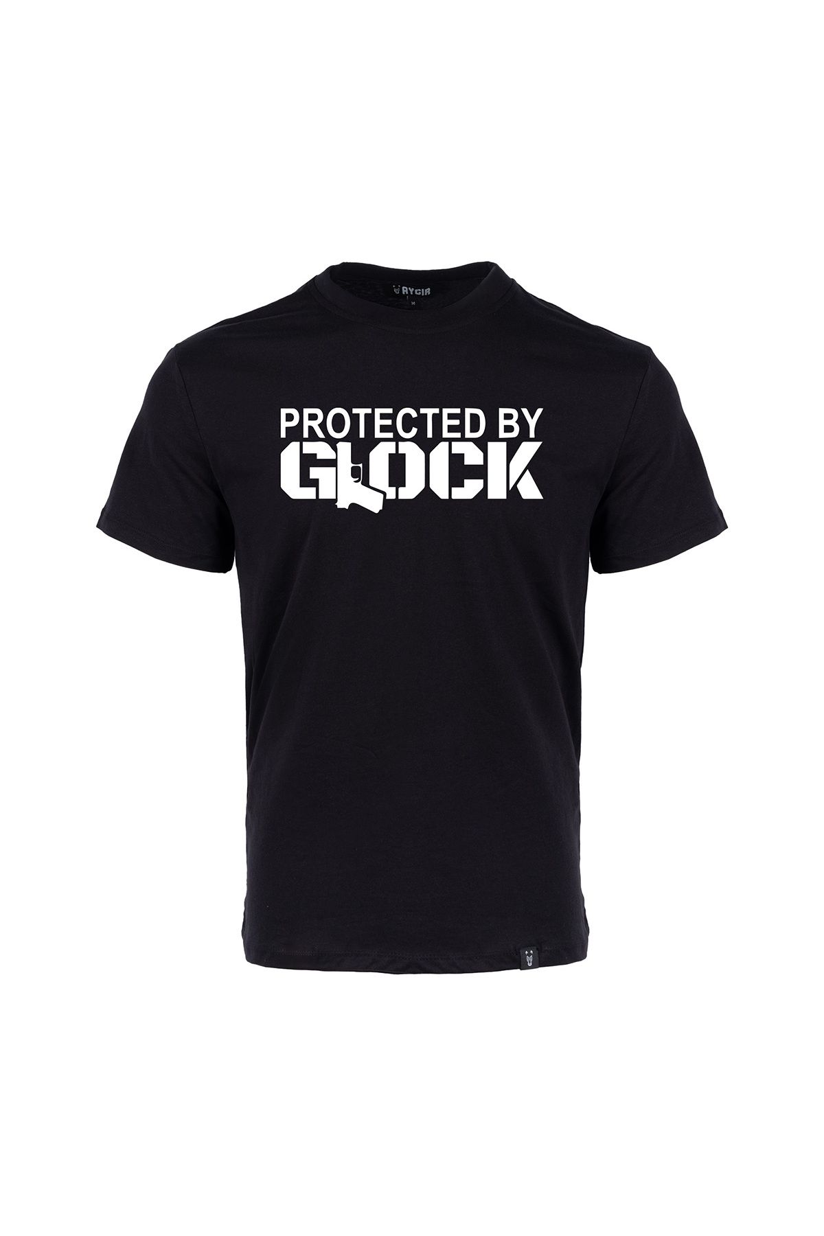 Aygır Protected By Glock Baskılı Tişört Siyah