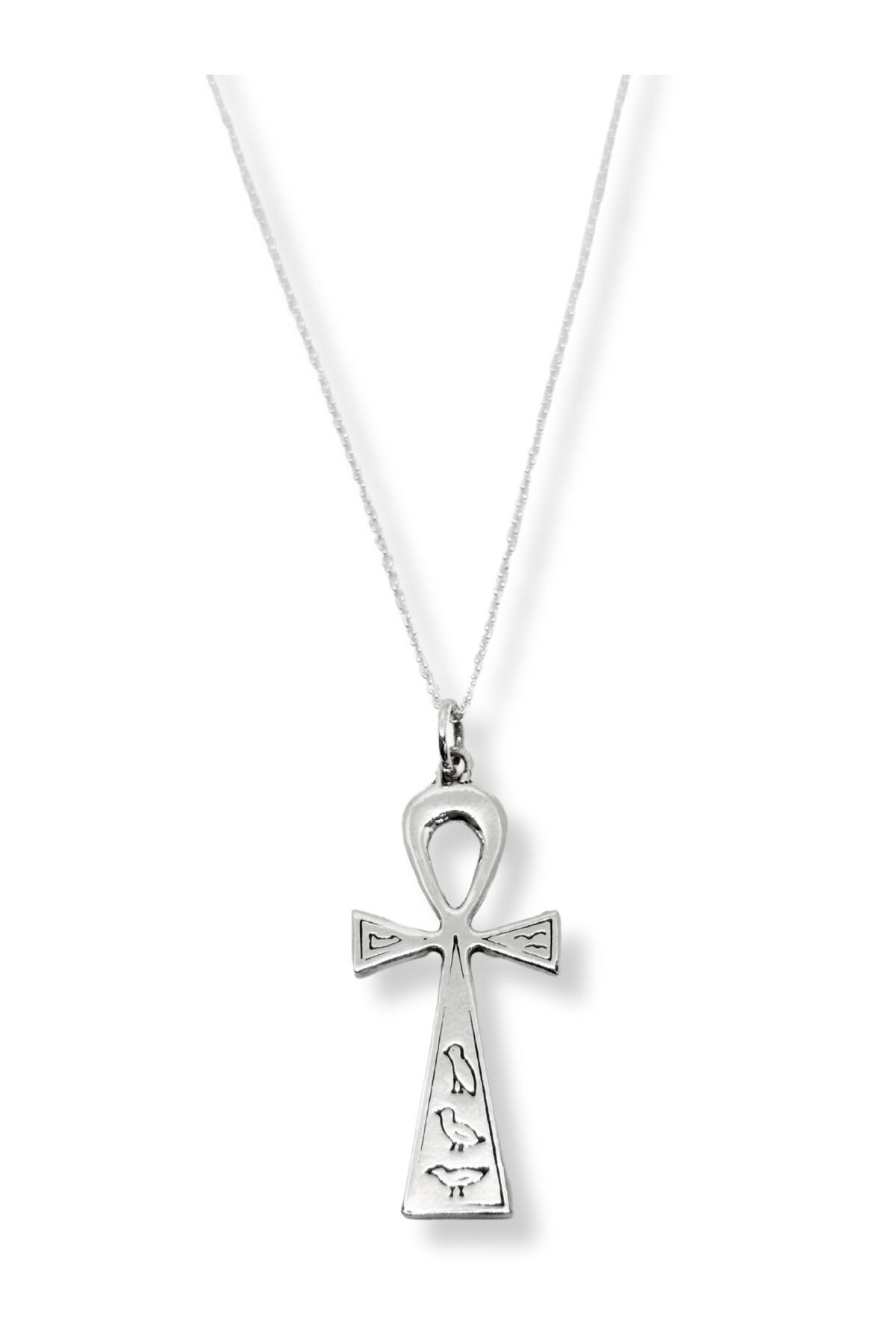 oya silver Sonsuz Yaşam Ankh Anahtarı Gümüş Kolye 2x5 cm