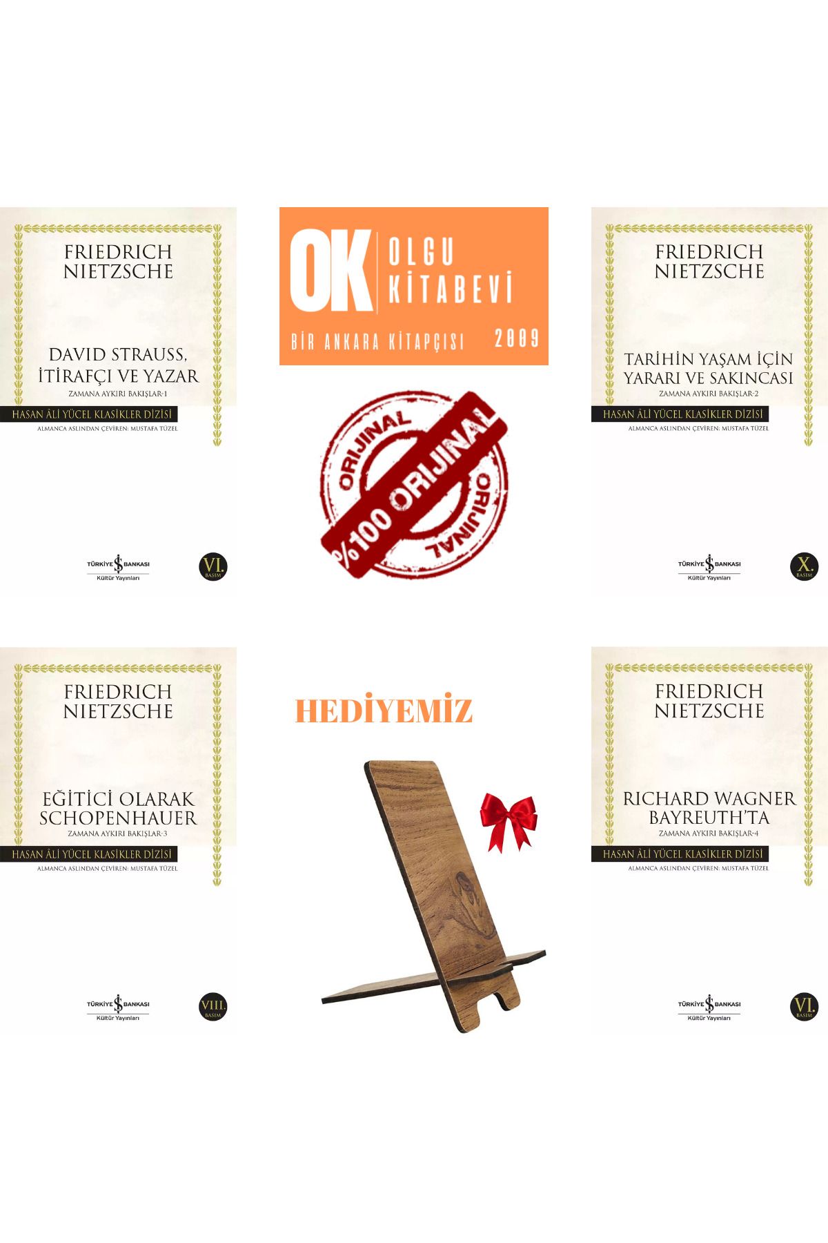 TÜRKİYE İŞ BANKASI KÜLTÜR YAYINLARI Zamana Aykırı Bakışlar 1-2-3-4 / 4 kitap set - Friedrich Nietzsche (telefon tutucu hediyemiz)