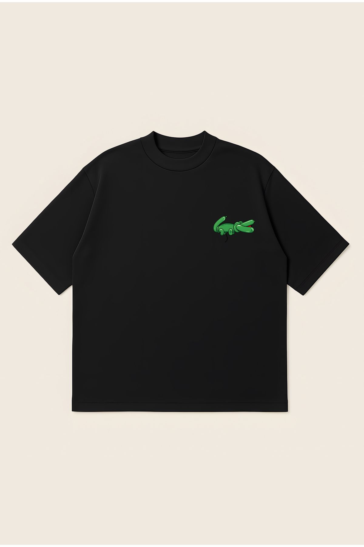 Moon Dancer Timsah Unisex Oversize Baskılı Boxy Fit Kalın Kumaşlı T-shirt