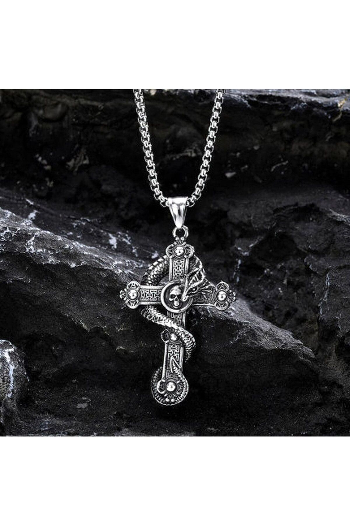 FG KONNİCHİWA %100 ÇELİK KOLYE GOTİK İSKANDİAV HAÇ VİKİNG TARZI GOTHIC KOLYE PASLANMAZ RENK ATMAZ