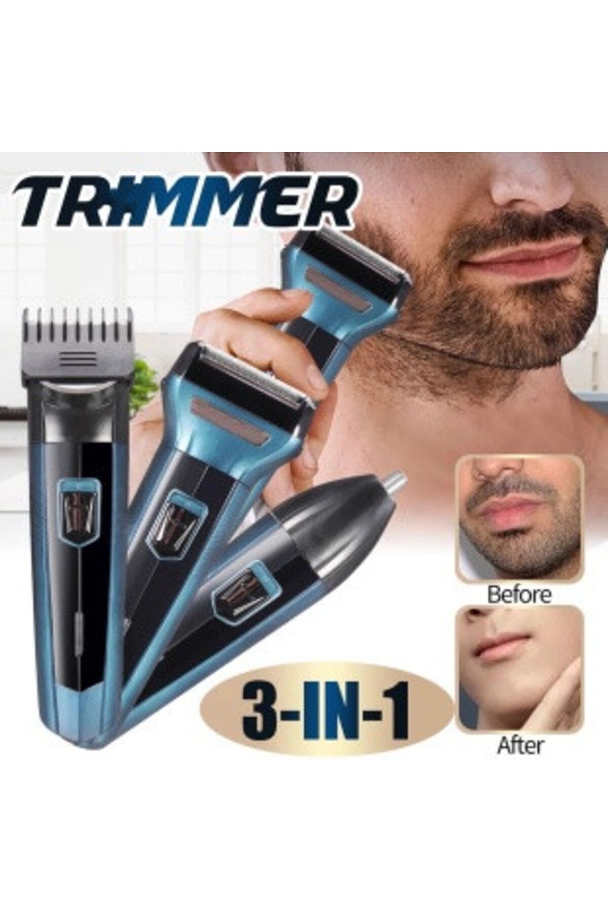 teknotrust 3 in 1 Saç Sakal Kesme Ense Burun Tıraş Makinesi Seti (4767) - PRP5791-9664
