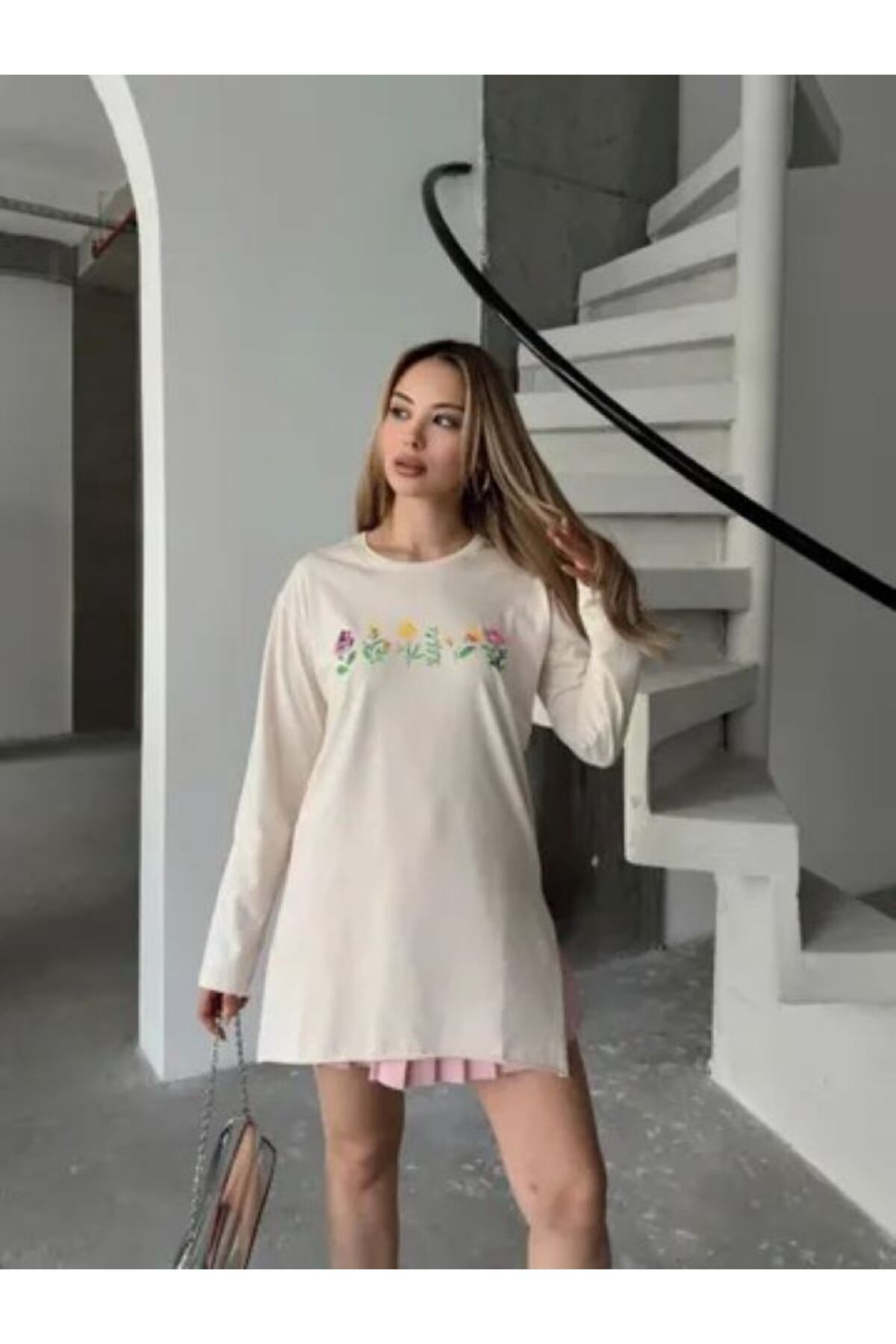 SHİROSA çiçek baskılı penye yunik