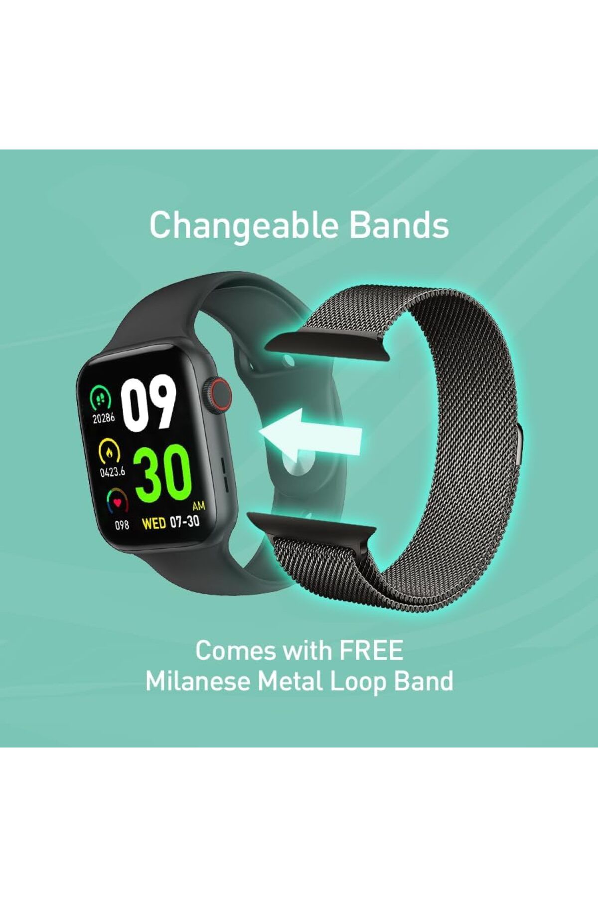 Generic-MyCandy 45 mm Stainless Steel Lifestyle Smartwatch with extra Stainless Steel Band - Black 3