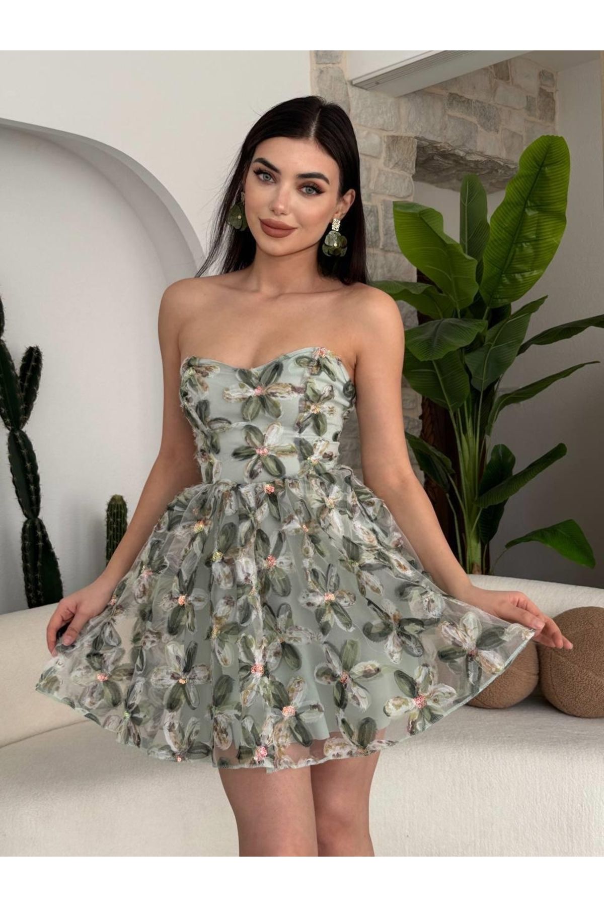 ARUZ MODA Moca İp Askılı Elbise