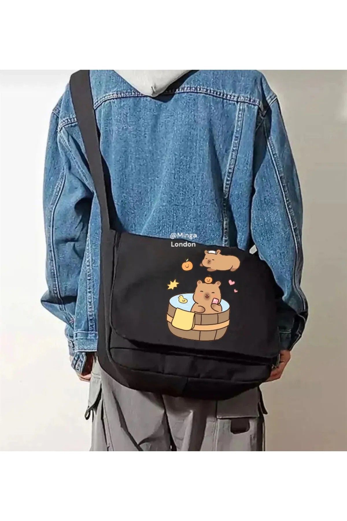 weywot Siyah Capybara Bath Brown Okul, Kurs, Dershane Postacı Çantası