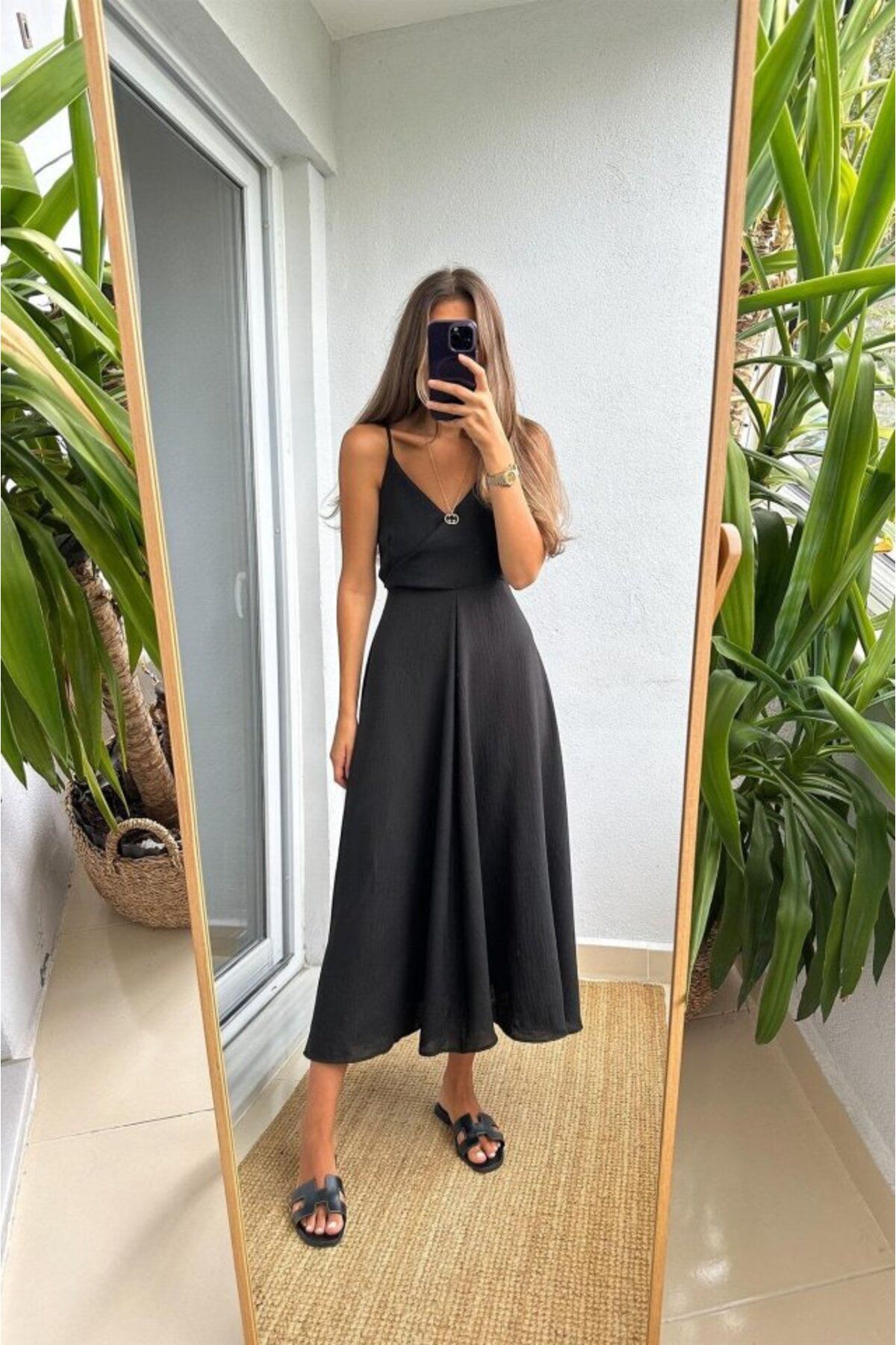 ARUZ MODA 7073 ELBİSE-SİYAH