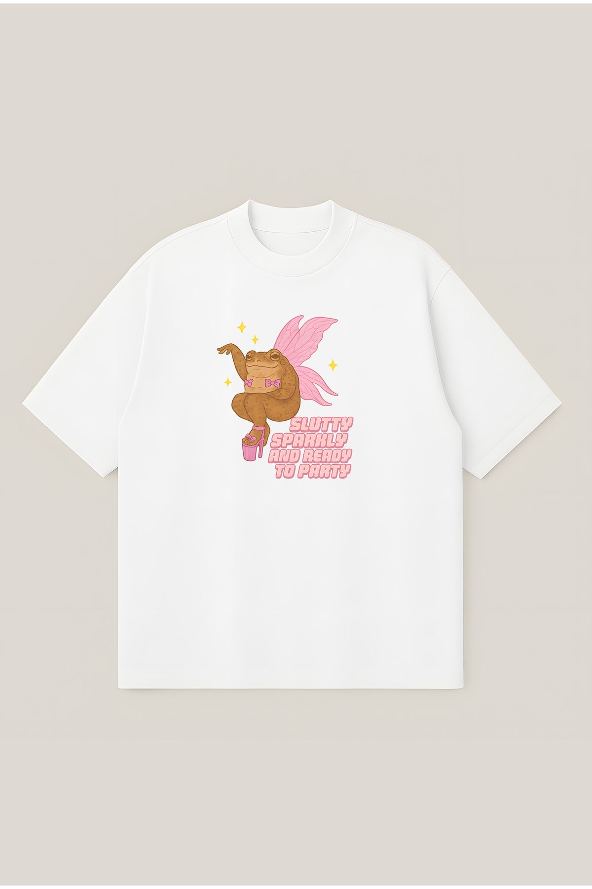 Moon Dancer Slutty Sparkly Unisex Oversize Baskılı Boxy Fit Kalın Kumaşlı T-shirt