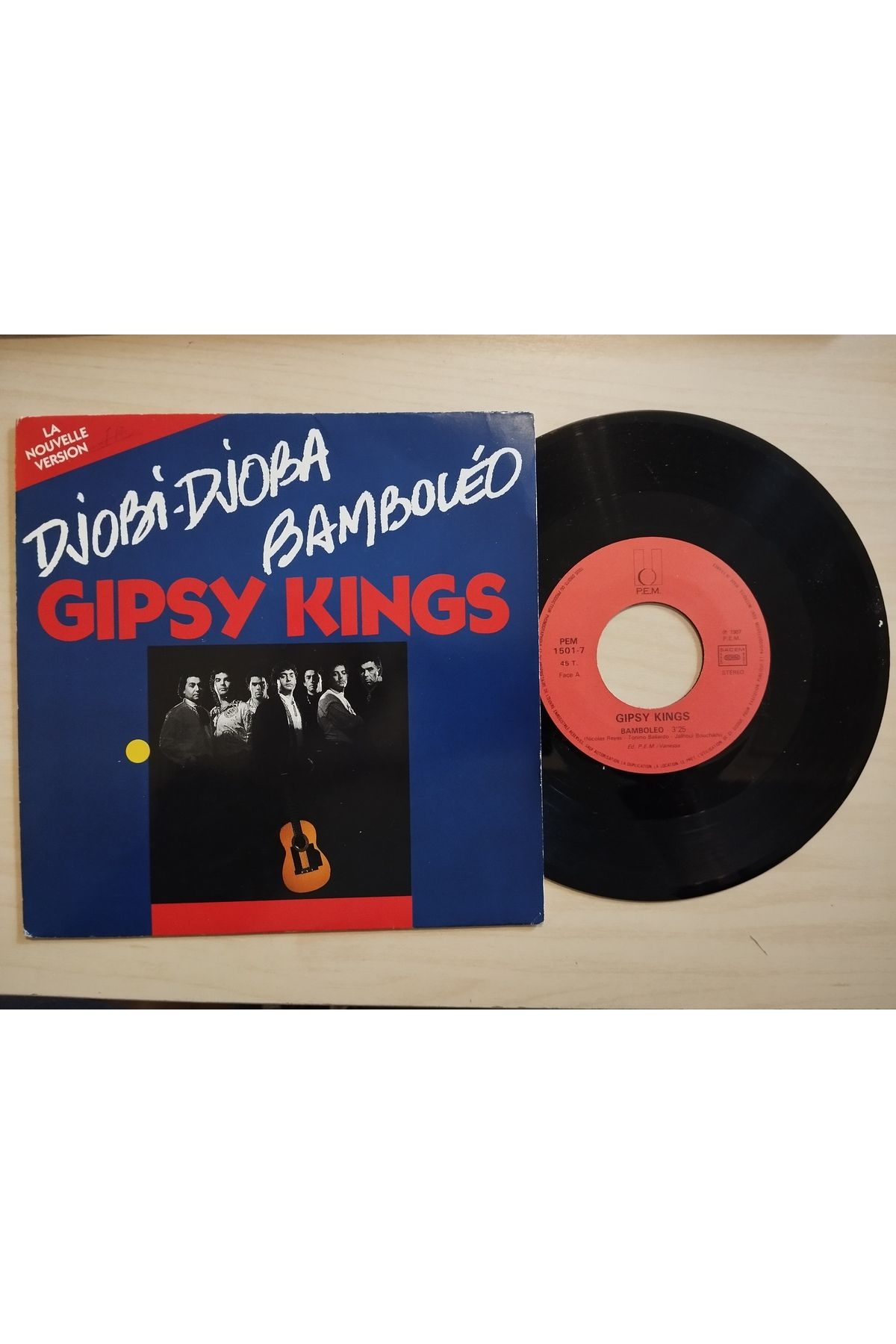 Plakperest GIPSY KINGS - DJOBI - DJOBA BAMBOLEO - 1987 FRANSA BASIM 45 LİK PLAK-2.el