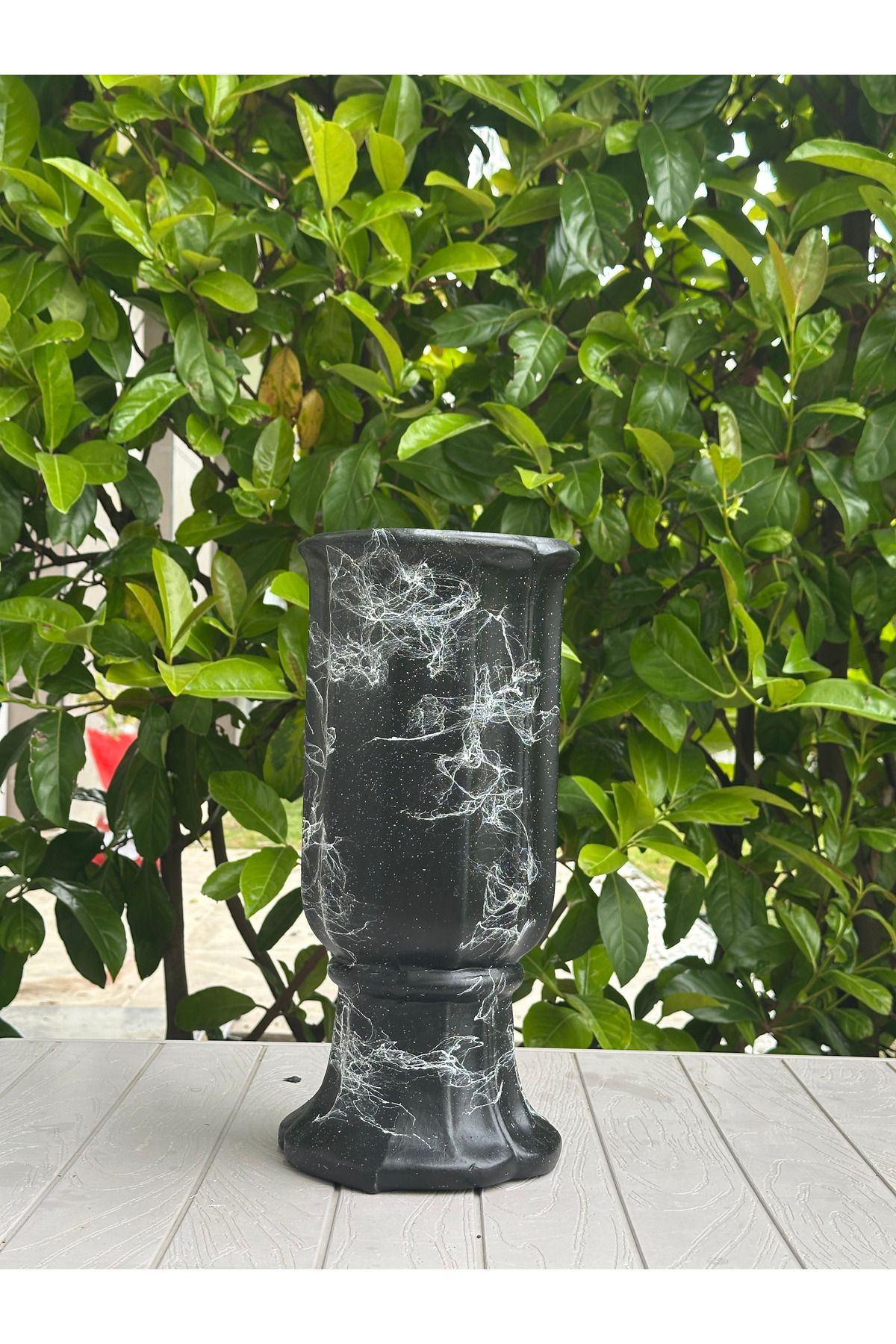 LAVİTTA mermer desenli bitki saksı modern 37 cm yükseklik , 16 cm çap (1 adet )