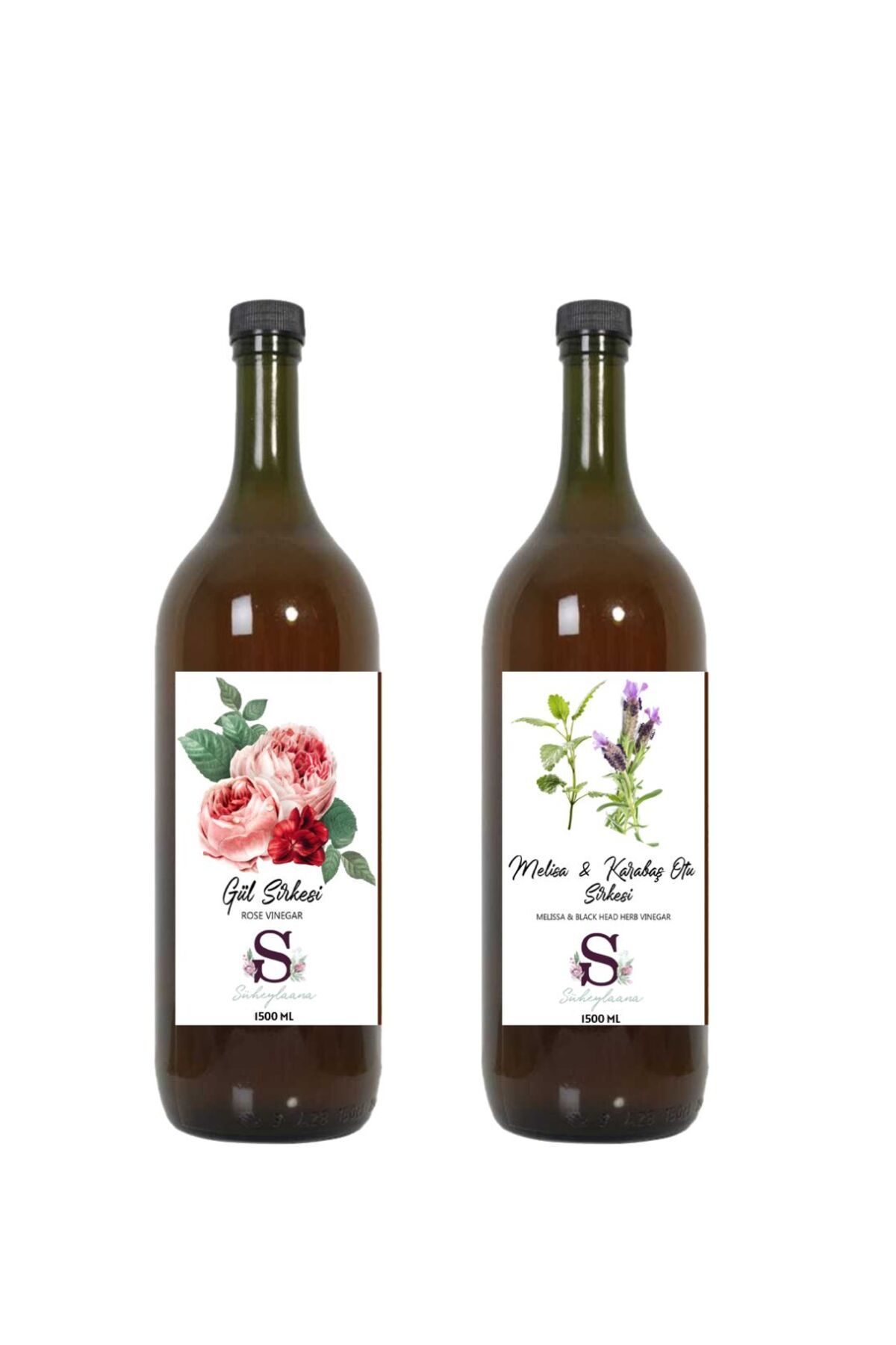 Süheylaana Doğal Gül Sirkesi 1500 Ml - Doğal Melisa Karabaş Otu Sirkesi 1500 Ml