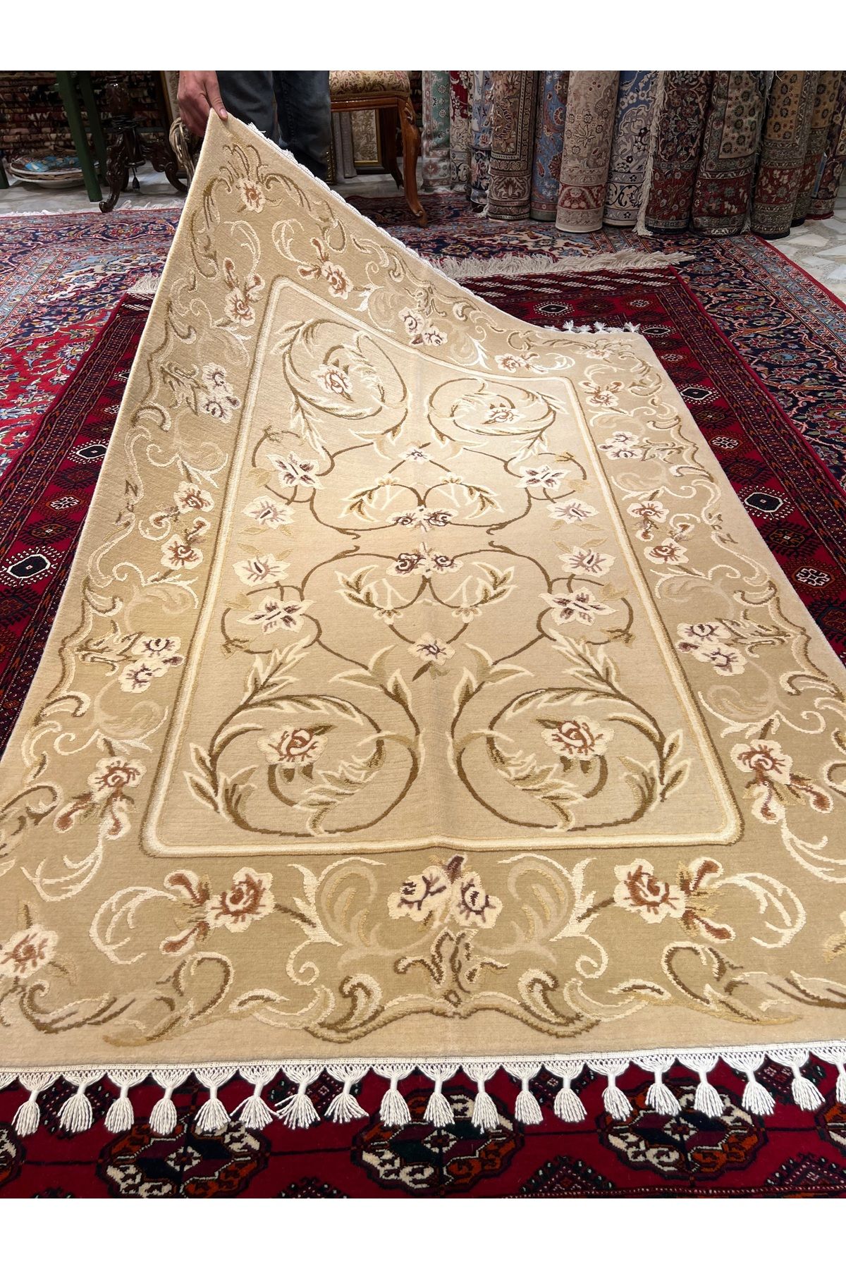 RD RAMAZAN DAĞ EL HALI SANATI El Dokuma İpekli Uşak Halısı Özel Dokuma Ebat 180x120..