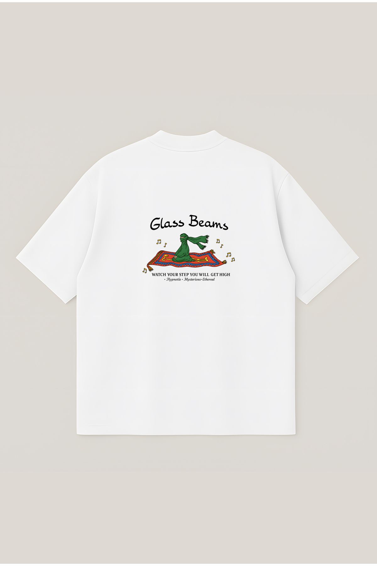 Moon Dancer Glass Beams Unisex Oversize Baskılı Boxy Fit Kalın Kumaşlı T-shirt