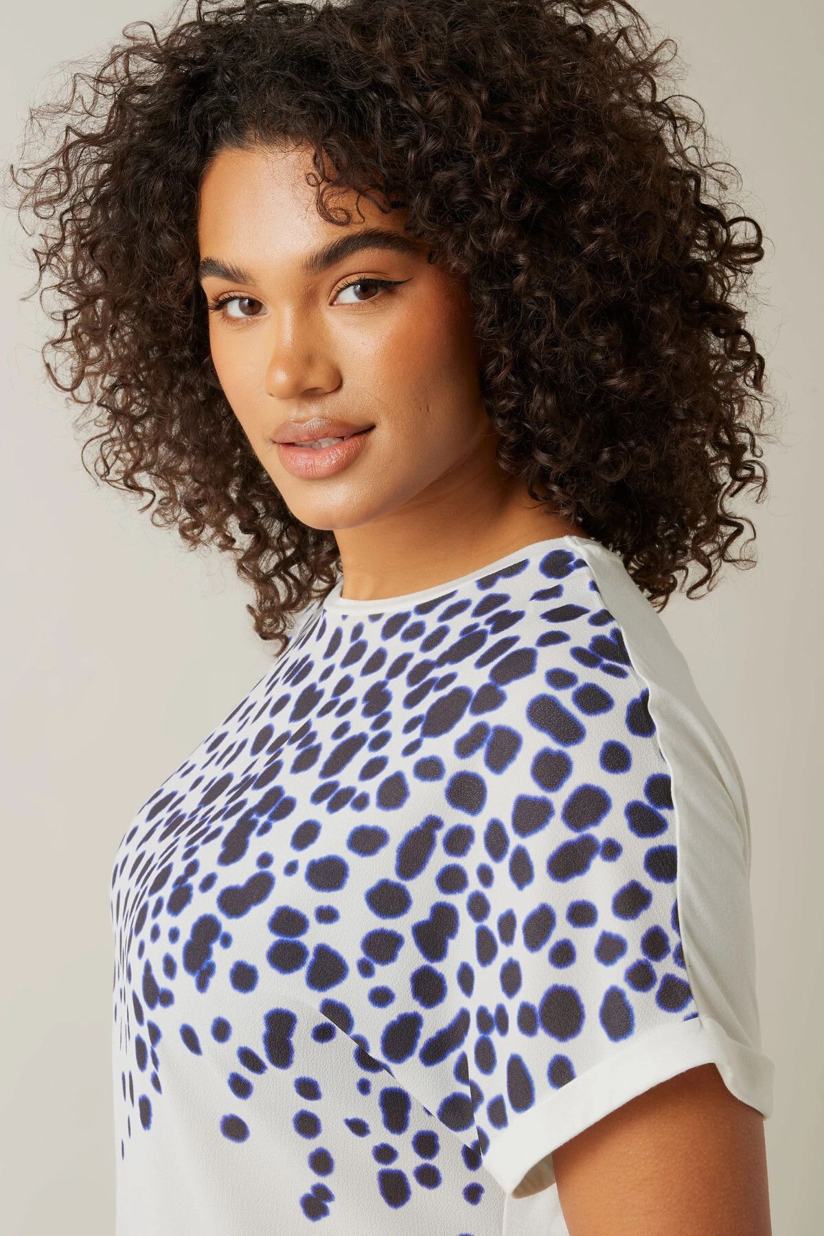 Stil Diva-Plus Size Crew Neck Short Sleeve Floral Print Blouse 615860 5
