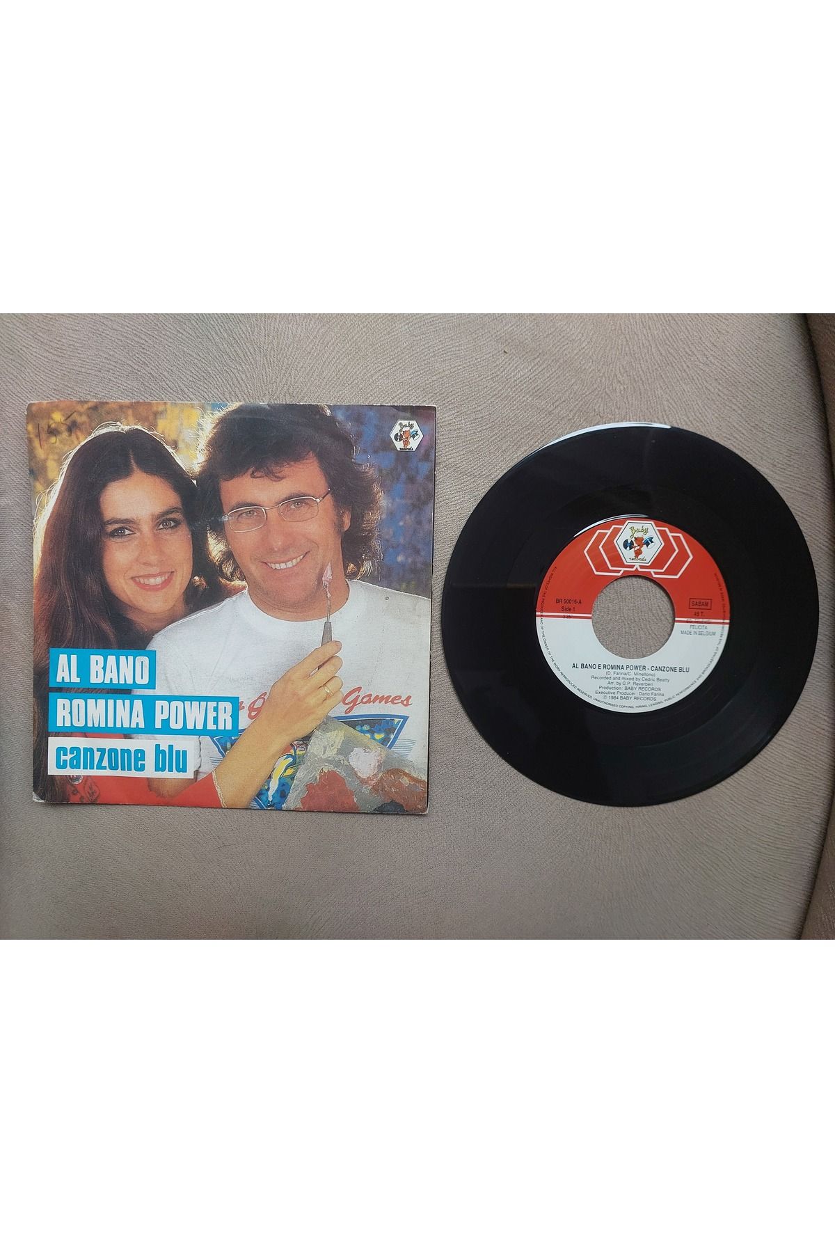 Plakperest Al Bano / Romina Power - Canzone Blu /Grazie 1984 Belçika Basım 45 lik Plak 2.el