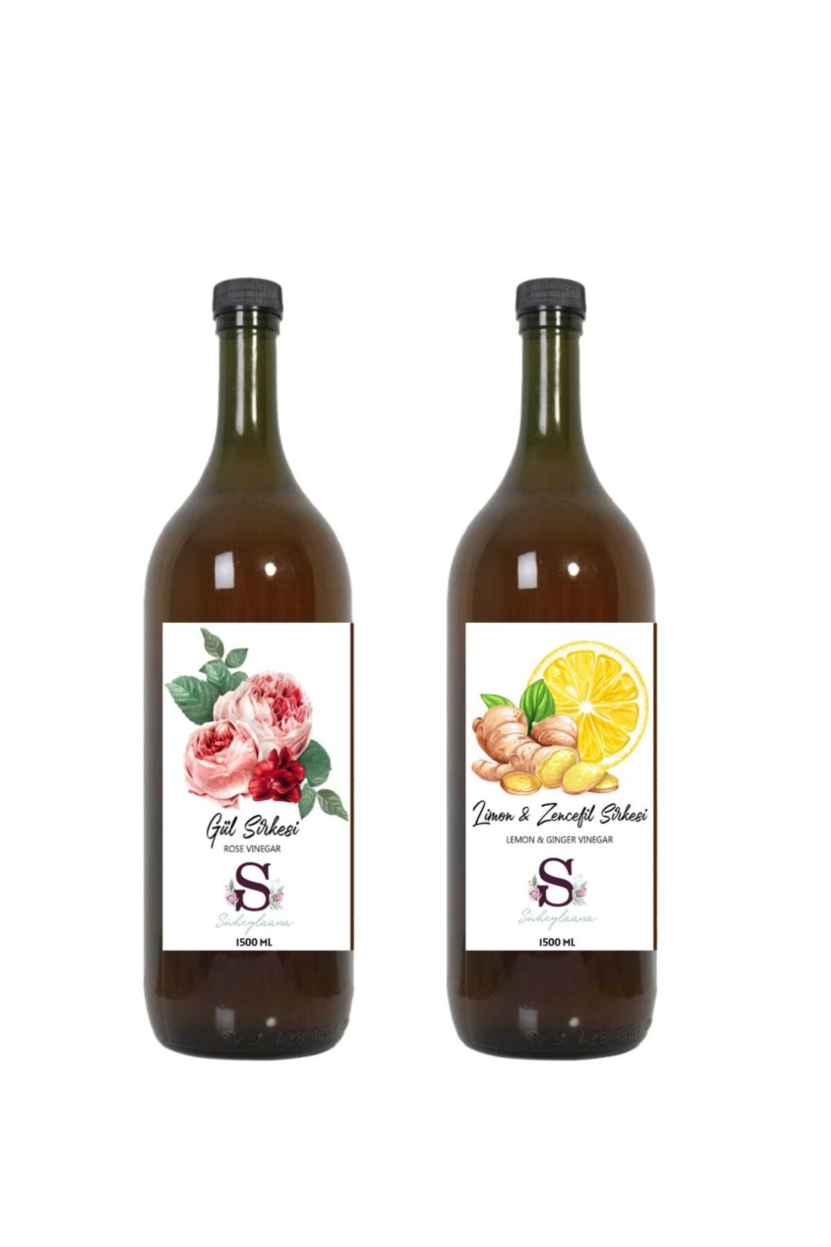 Süheylaana Doğal Gül Sirkesi 1500 Ml - Doğal Limon & Zencefil Sirkesi 1500 Ml